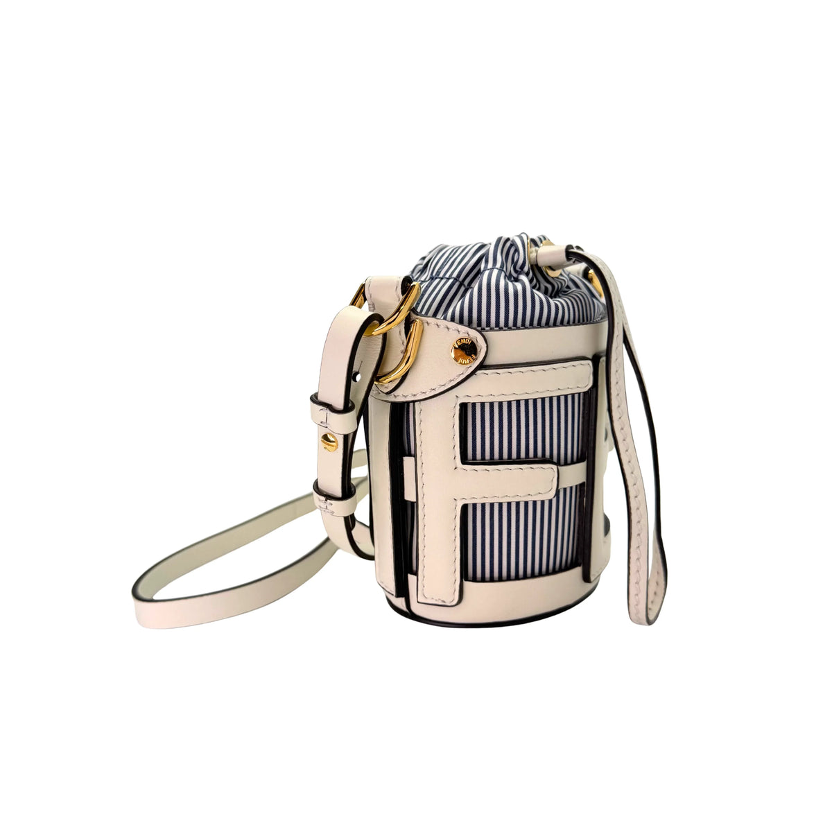 Fendi Nylon Vitello Step Out Bucket Shoulder Bag Beige Mini - Lost Designer