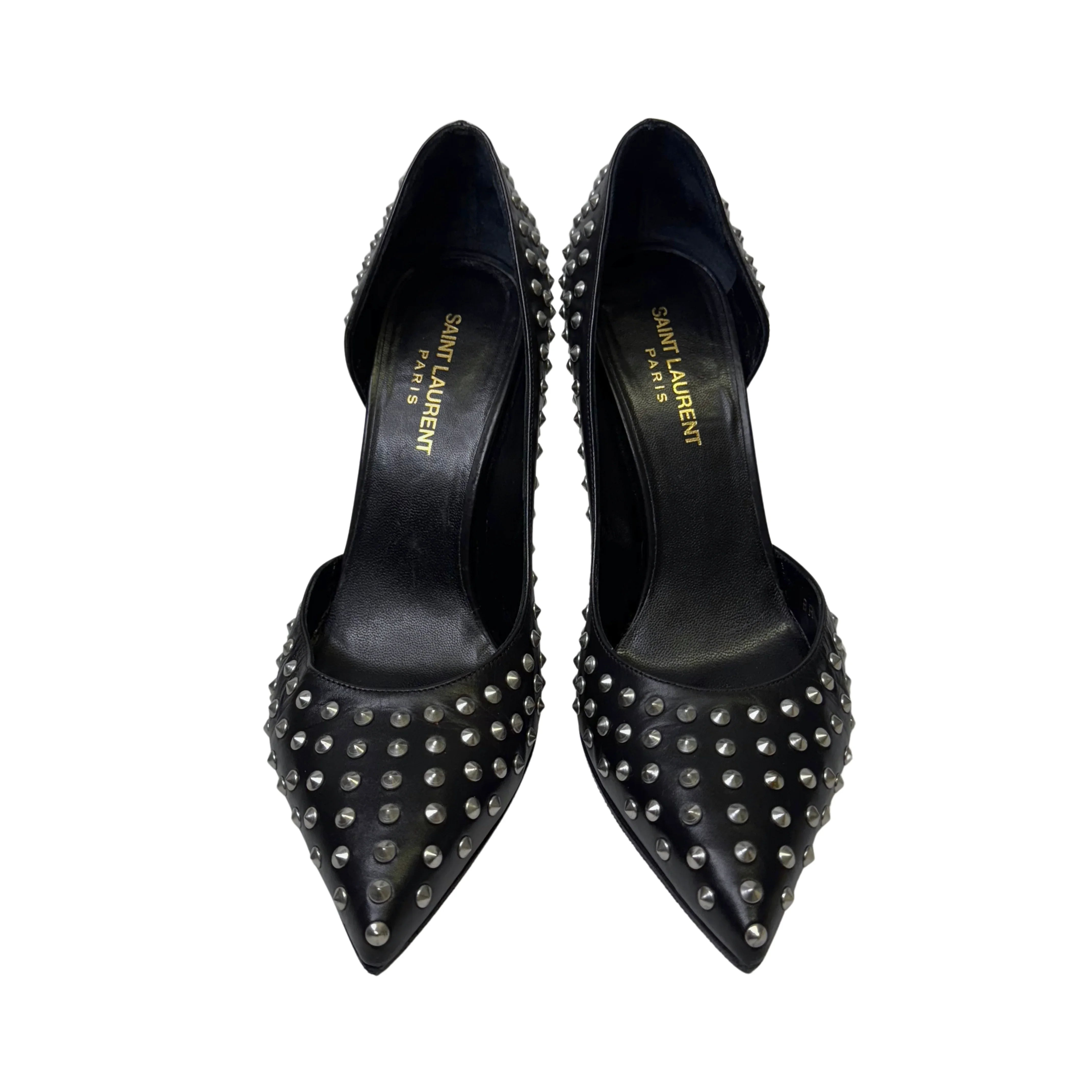Saint Laurent Leather Printed Rock stud D'Orsay Pumps - Lost Designer