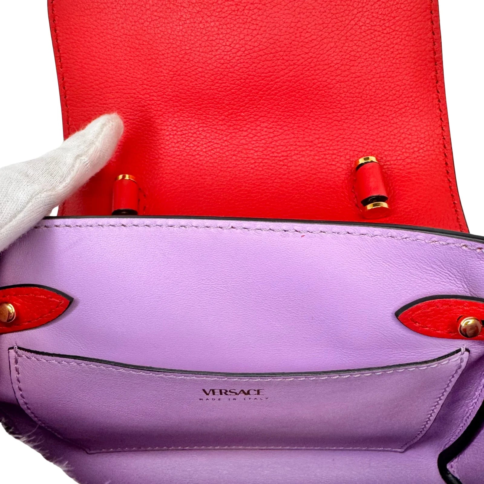 Versace La Medusa Handbag Leather Red - Lost Designer