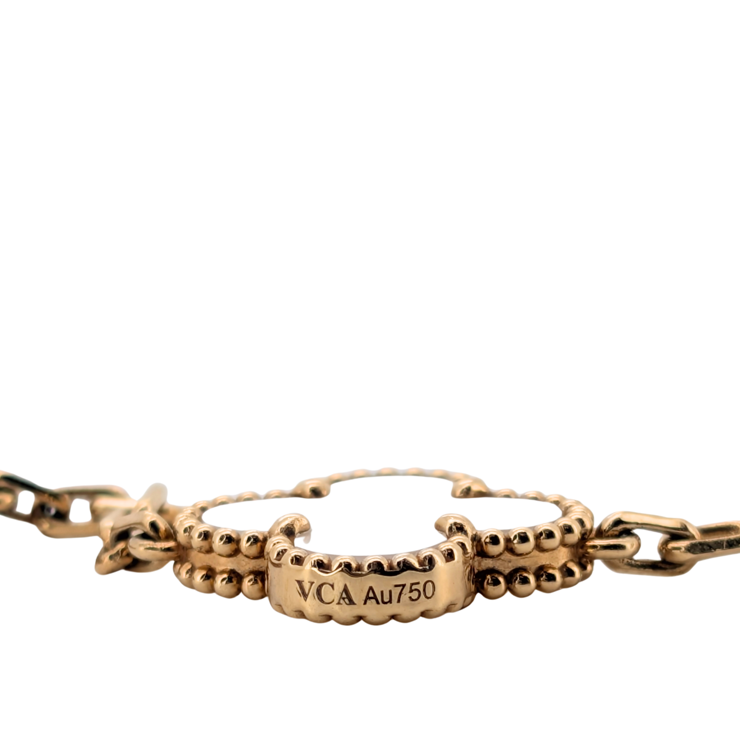Van Cleef & Arpels Vintage Alhambra 5 Motif Mother of Pearl 18k Gold Bracelet