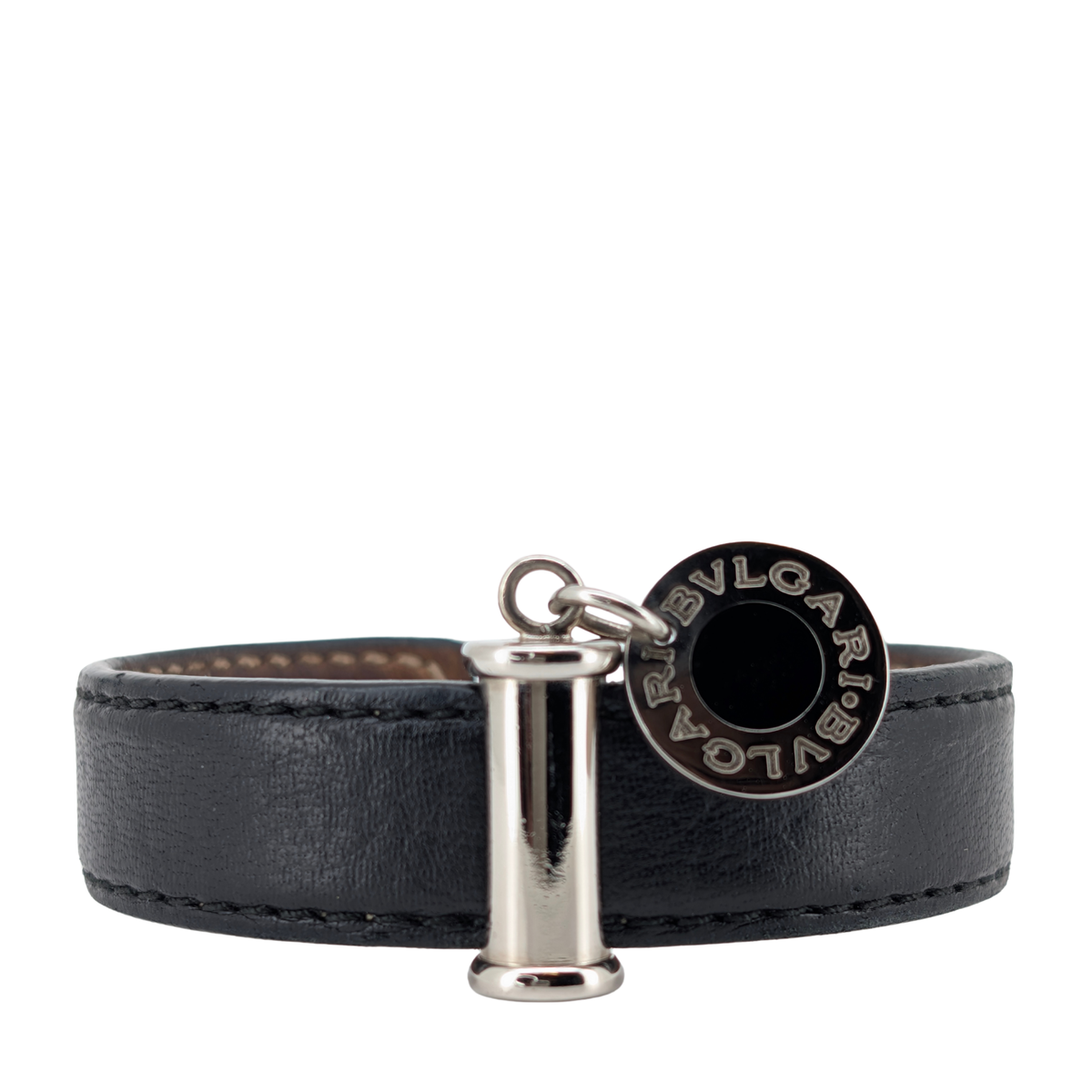 Bvlgari Leather Bangle Cuff Bracelet