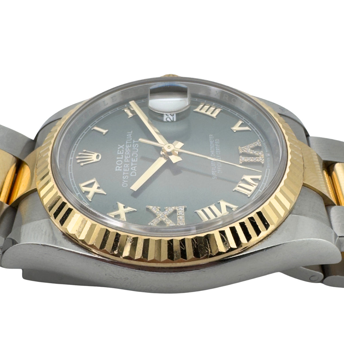Rolex Steel & Yellow Gold Datejust 36mm 126233 Green Roman Diamond Dial