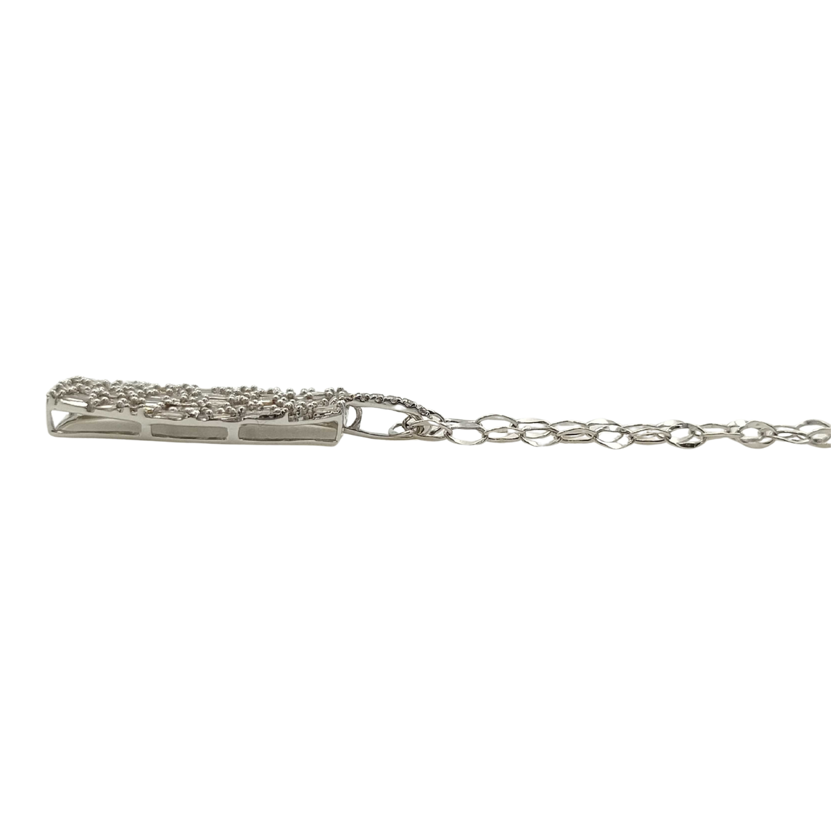 0.80ct 18K White Gold Natural Diamond Baguette Mosaic Pendant Necklace
