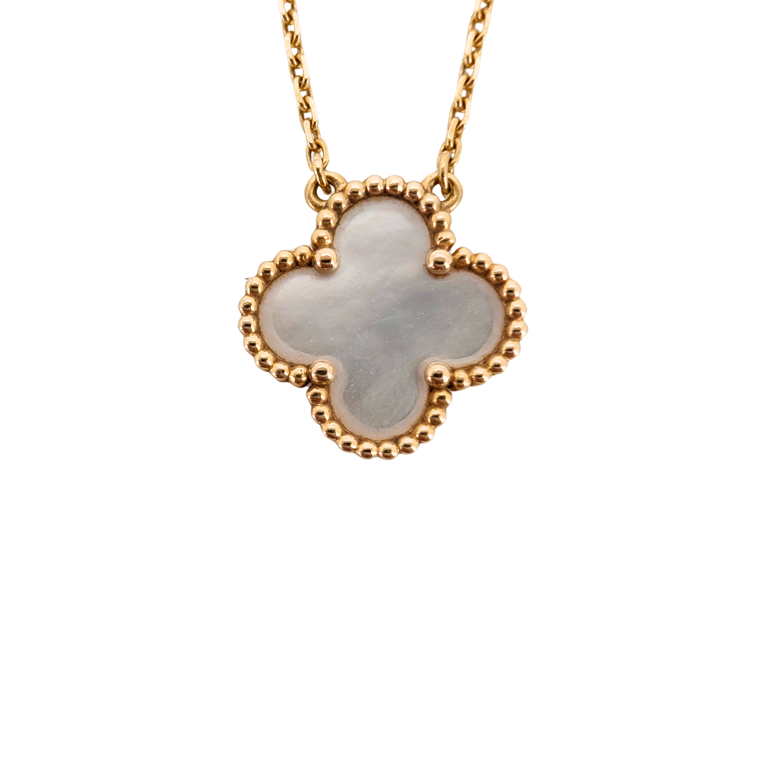 Van Cleef & Arpels Vintage Alhambra Mother Of pearl Necklace 18k Gold