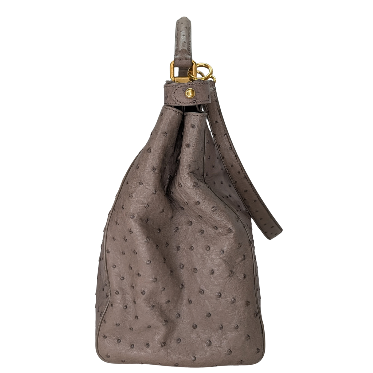 Fendi Peekaboo Large Ostrich Bag Taupe Grey