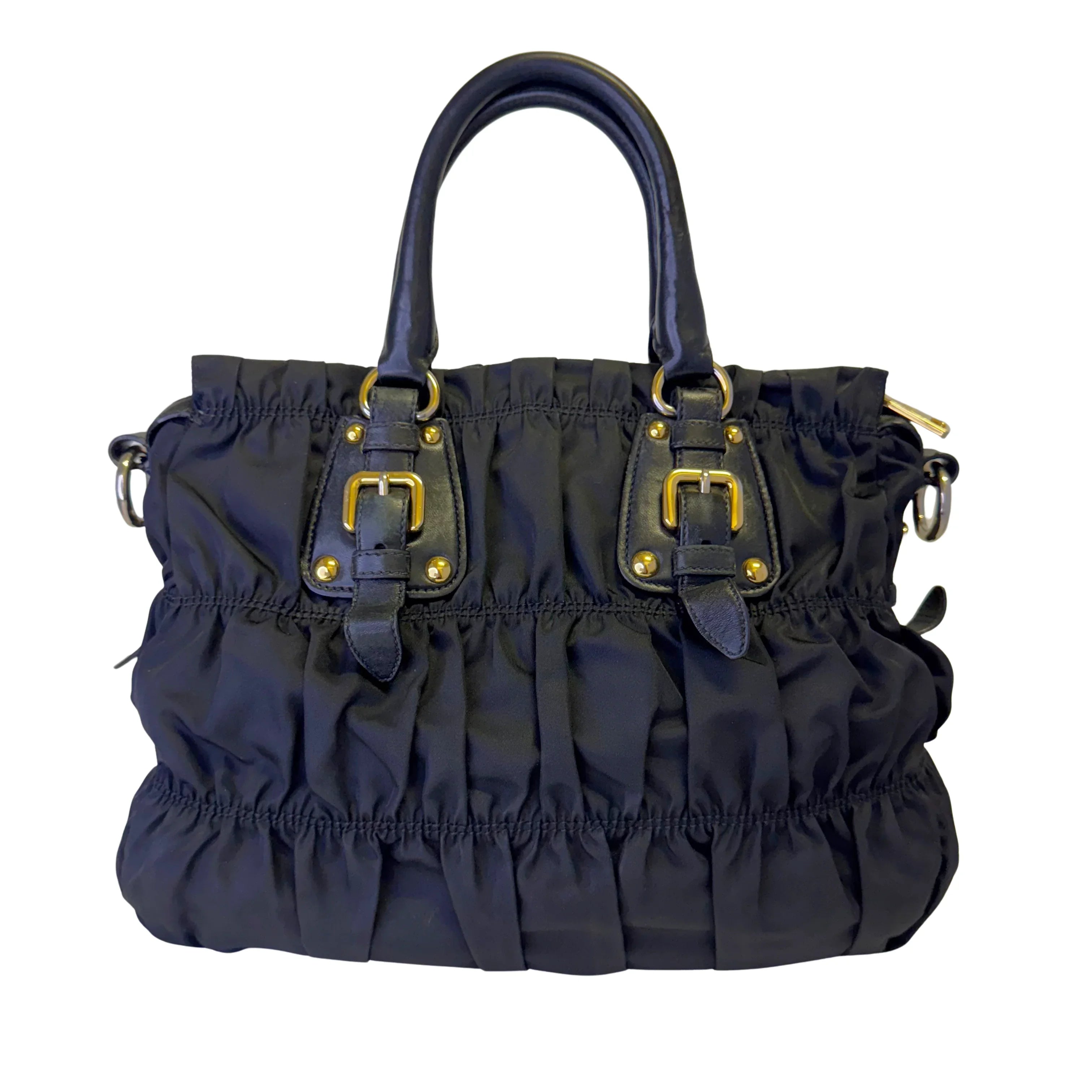 Prada Black Tessuto Nylon x Leather Tote Bag - Lost Designer