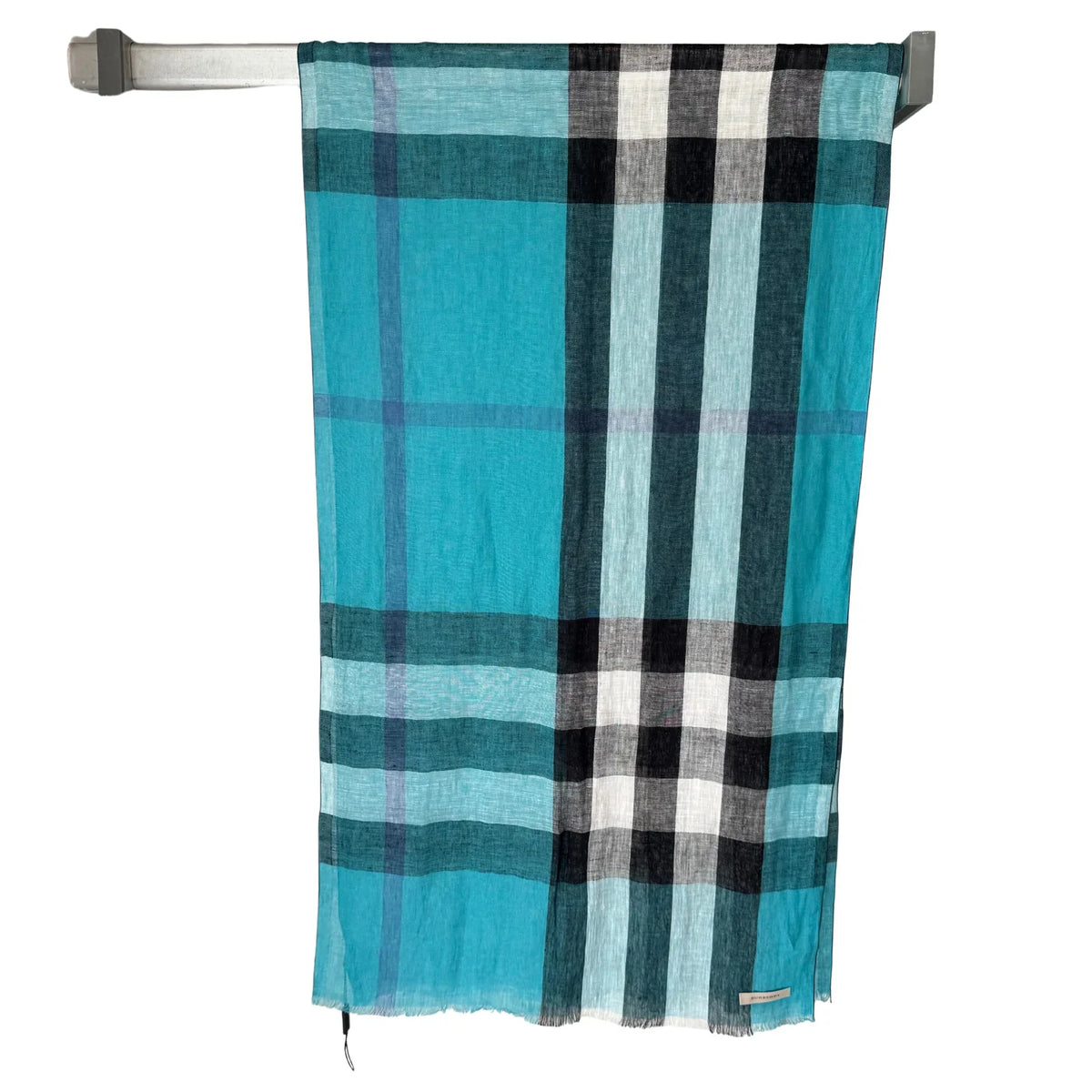Burberry Linen Scarf Blue Check - Lost Designer