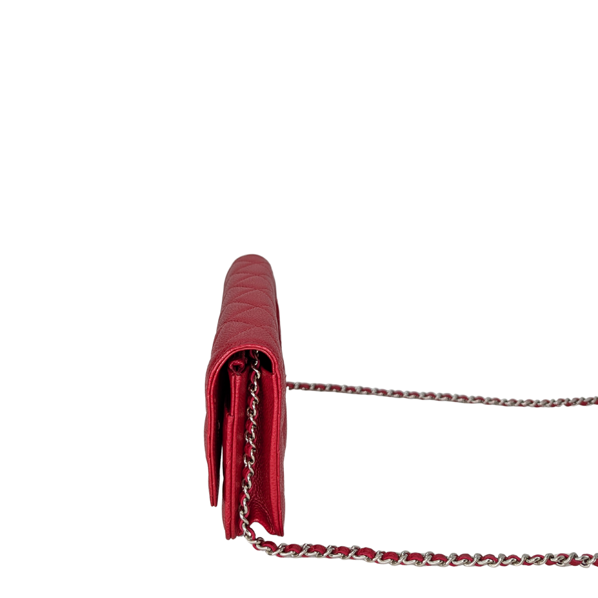 Chanel Caviar Wallet On Chain Red