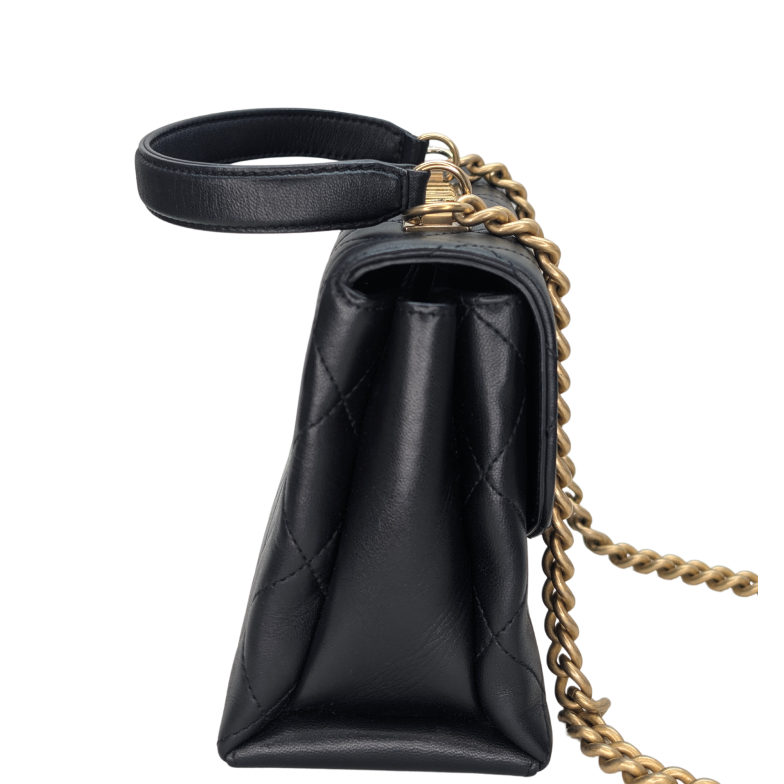 Chanel Small Trendy Spirit Top Handle Flap Bag Lambskin Black
