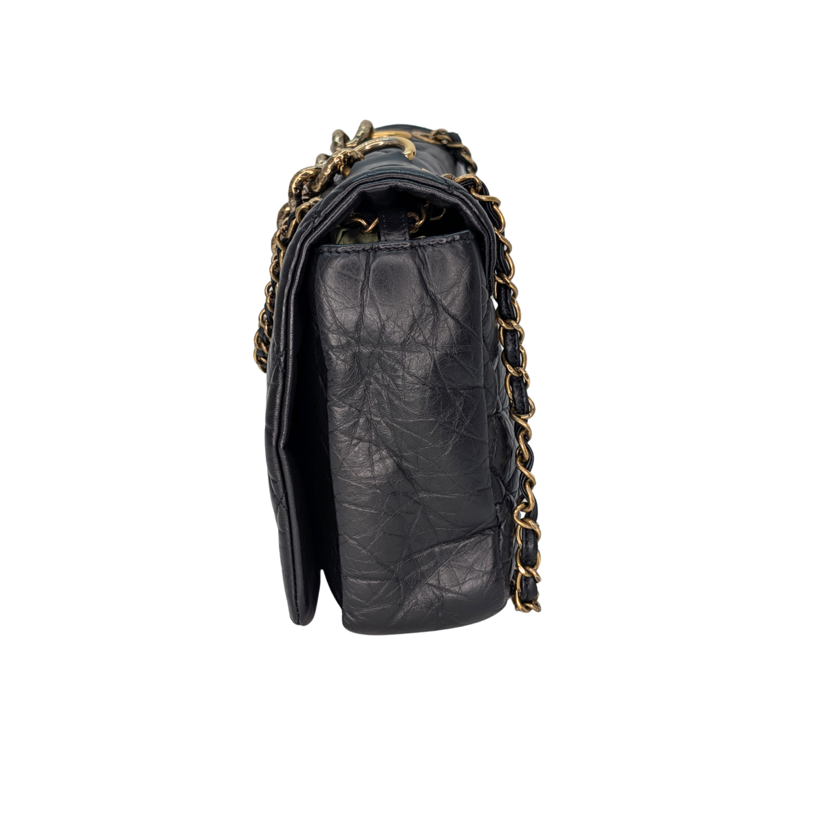 Chanel Pondicherry Flap Medium Handbag Leather Black
