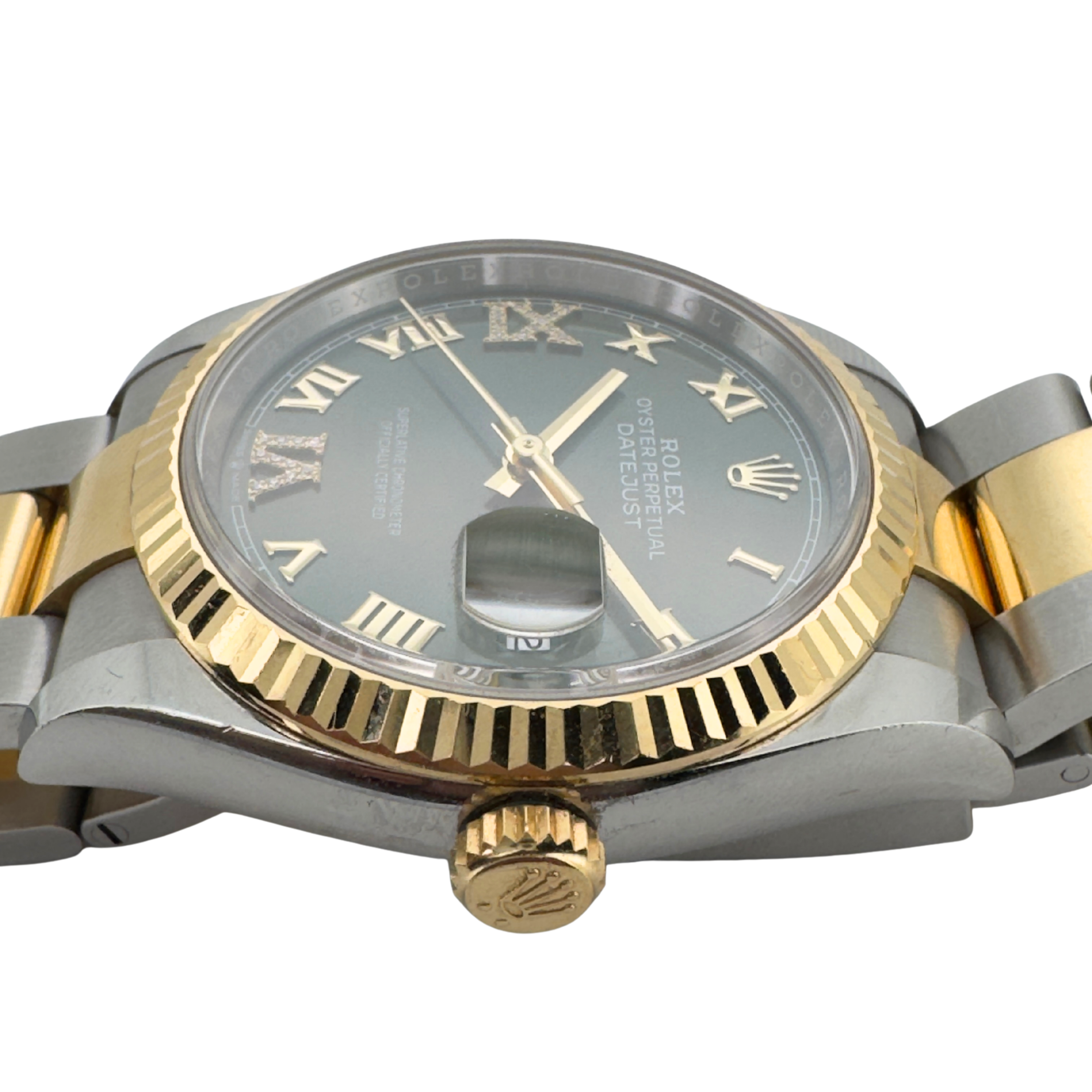Rolex Steel & Yellow Gold Datejust 36mm 126233 Green Roman Diamond Dial