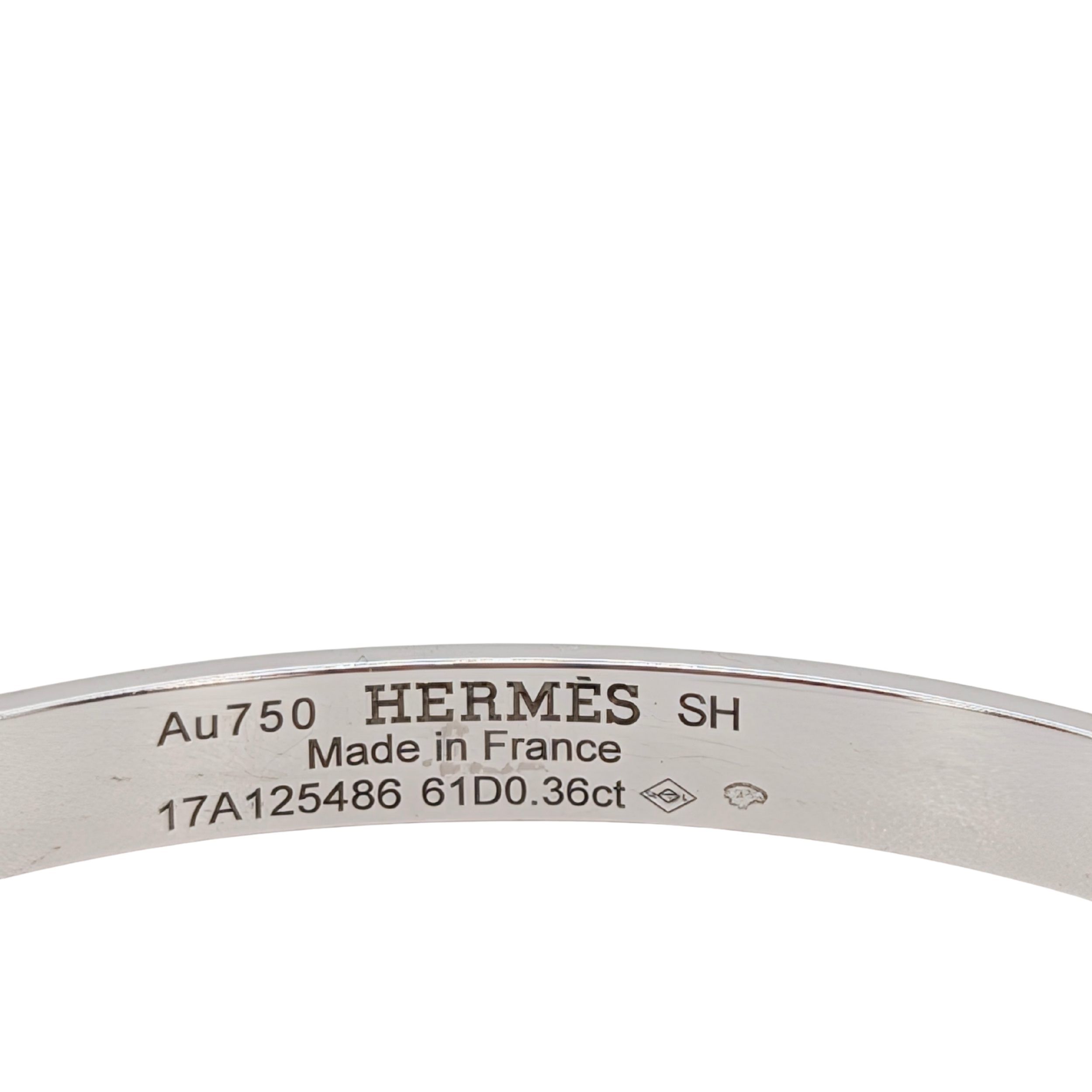 Hermes Kelly Diamond Bracelet Bangle Small SH 18k White Gold