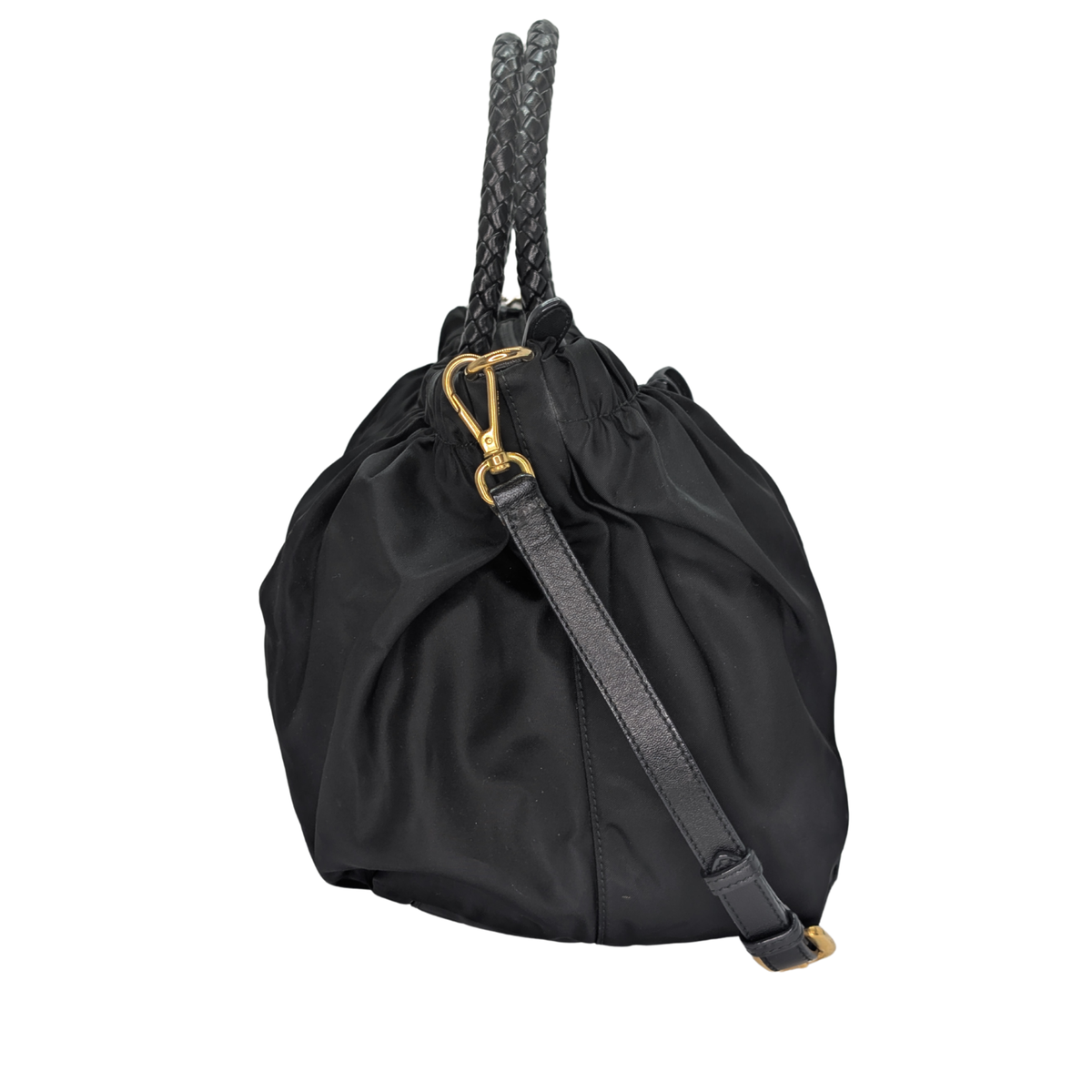Black Prada Nylon Tessuto Top Handle Crossbody/Shoulder Bag