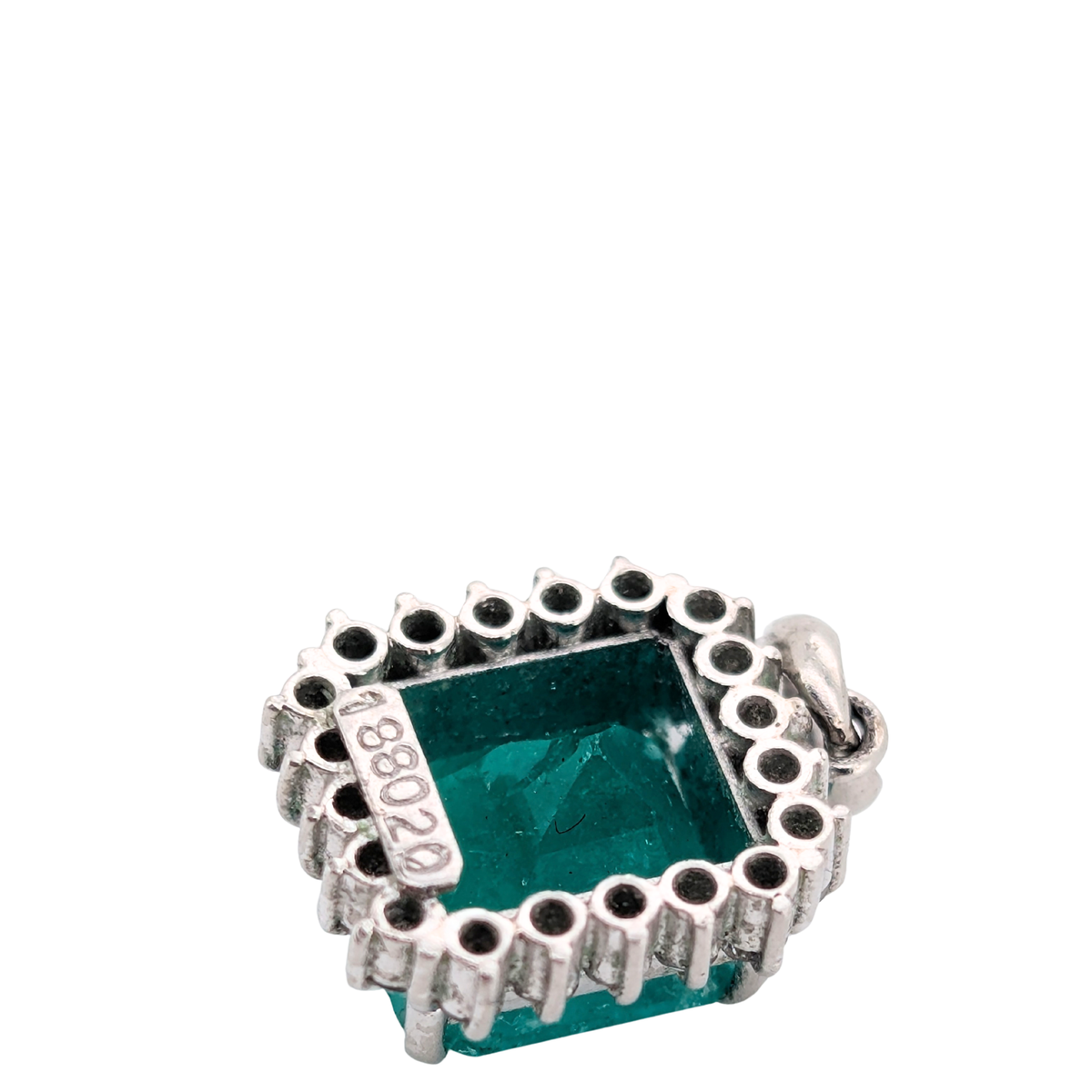 Platinum 2.00ct Emerald & Diamond Halo Pendant