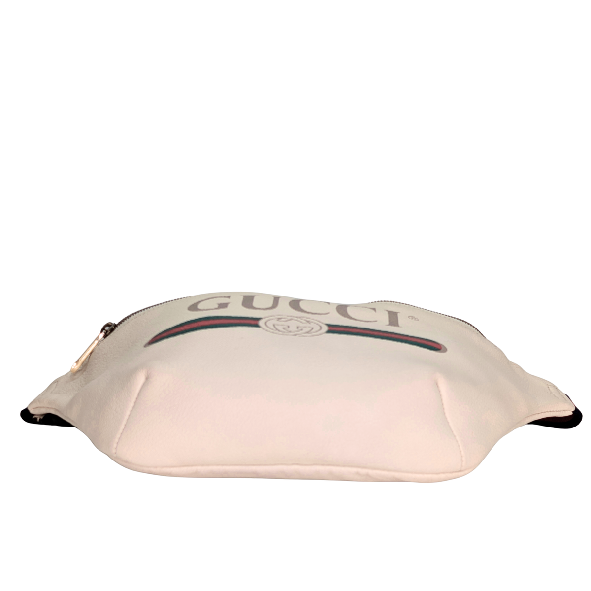 Gucci Grained Calfskin Logo Belt Bum Bag Beige