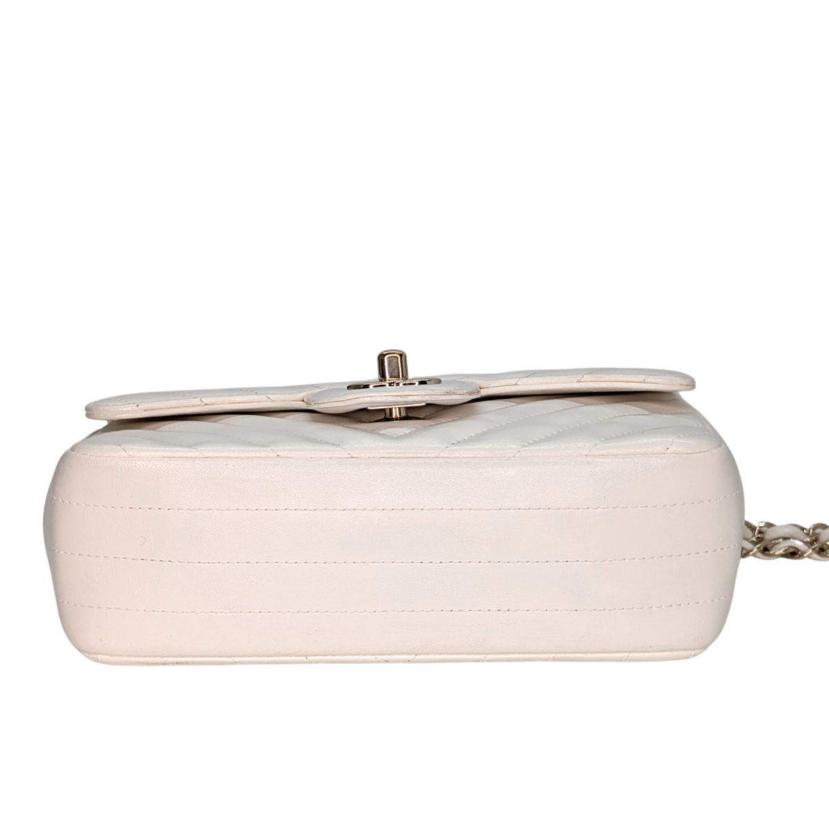Chanel Mini Flap Bag Chevron lambskin White