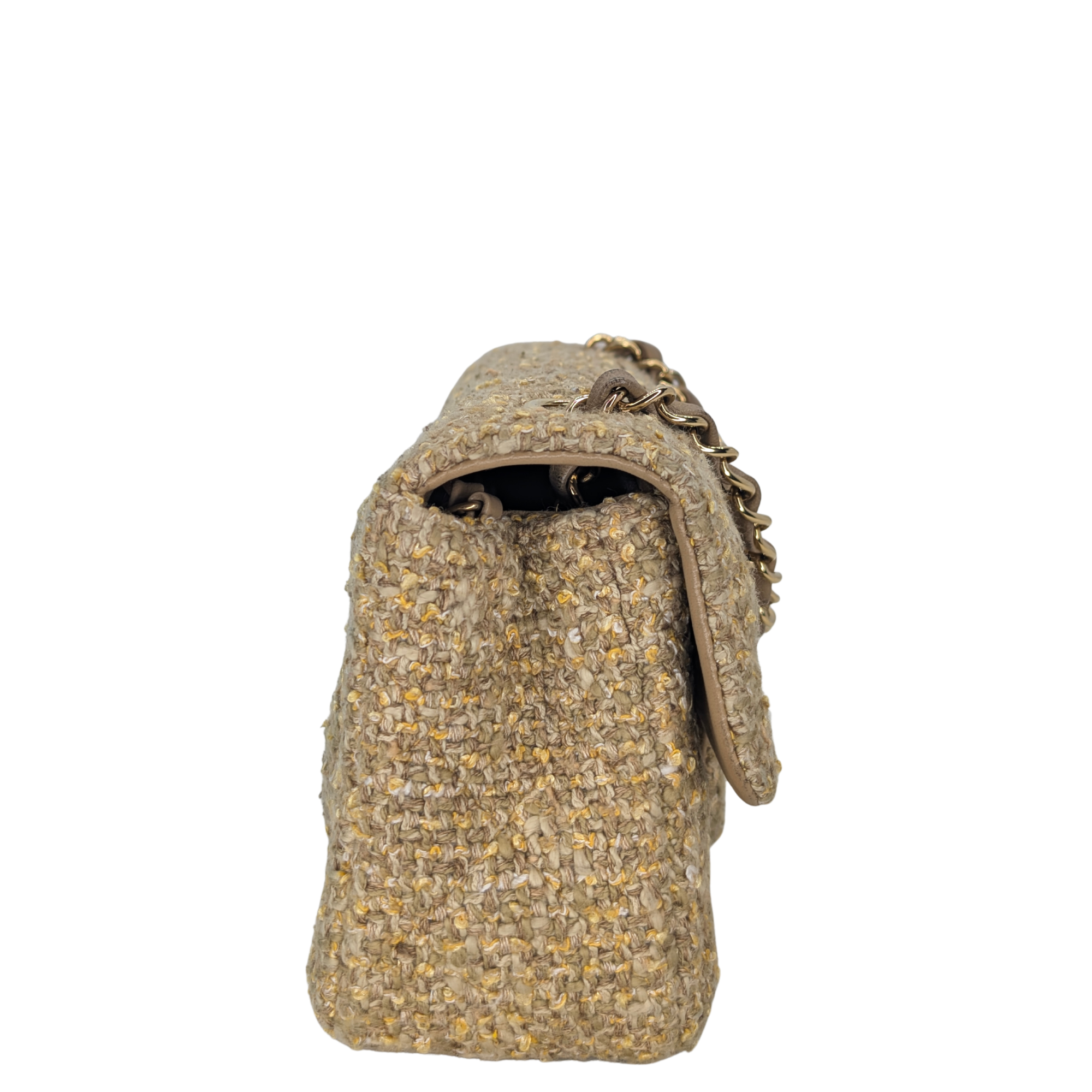 Chanel Mini Classic Tweed Handbag Beige