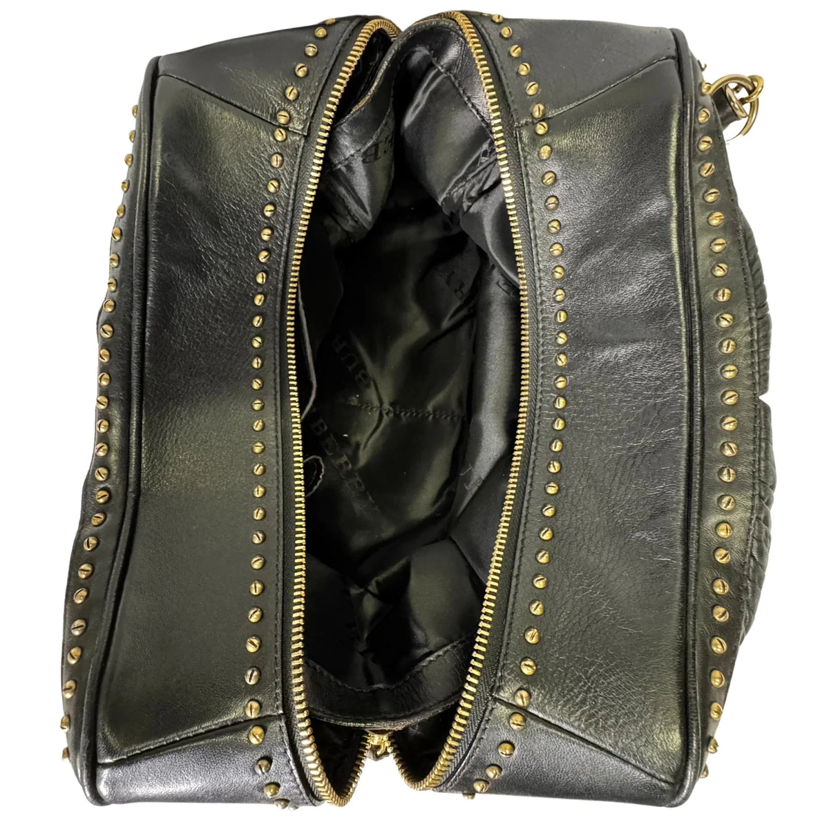 Burberry Black Studded Plissé Lambskin Leather Tote Bag - Lost Designer