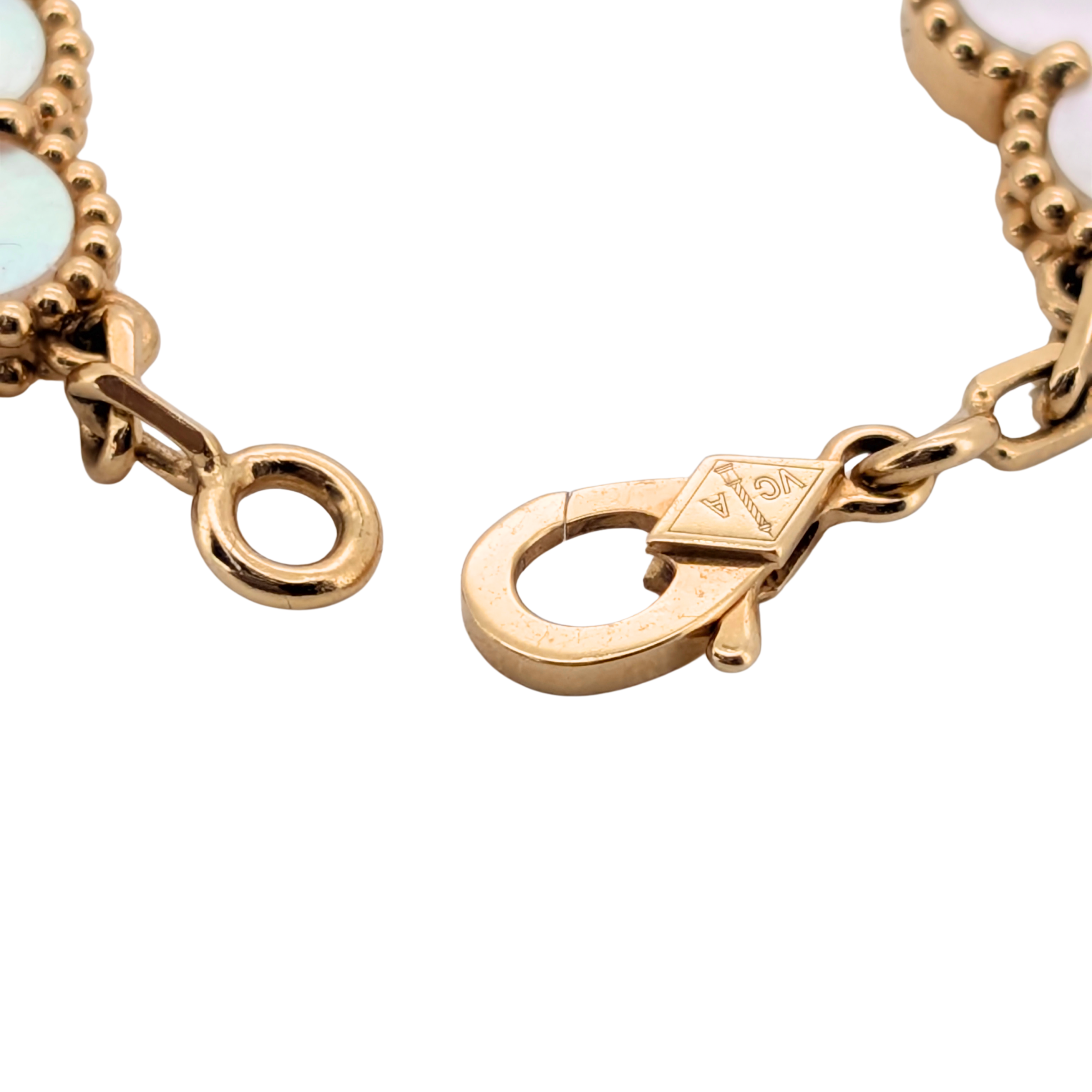 Van Cleef & Arpels Vintage Alhambra 5 Motif Mother of Pearl 18k Gold Bracelet