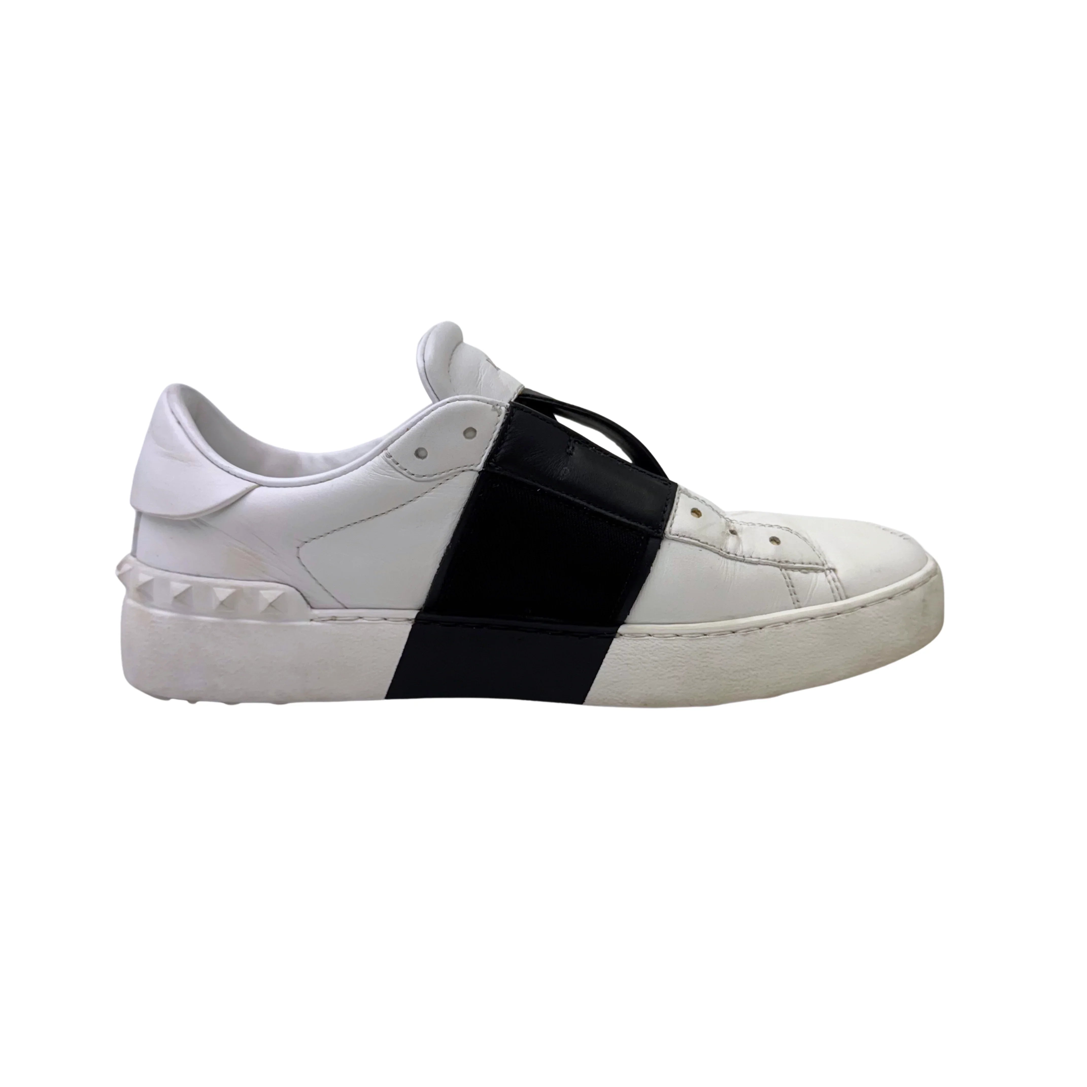 Valentino Open Slip On Sneaker White & Black Women's Size 38 - Lost Designer