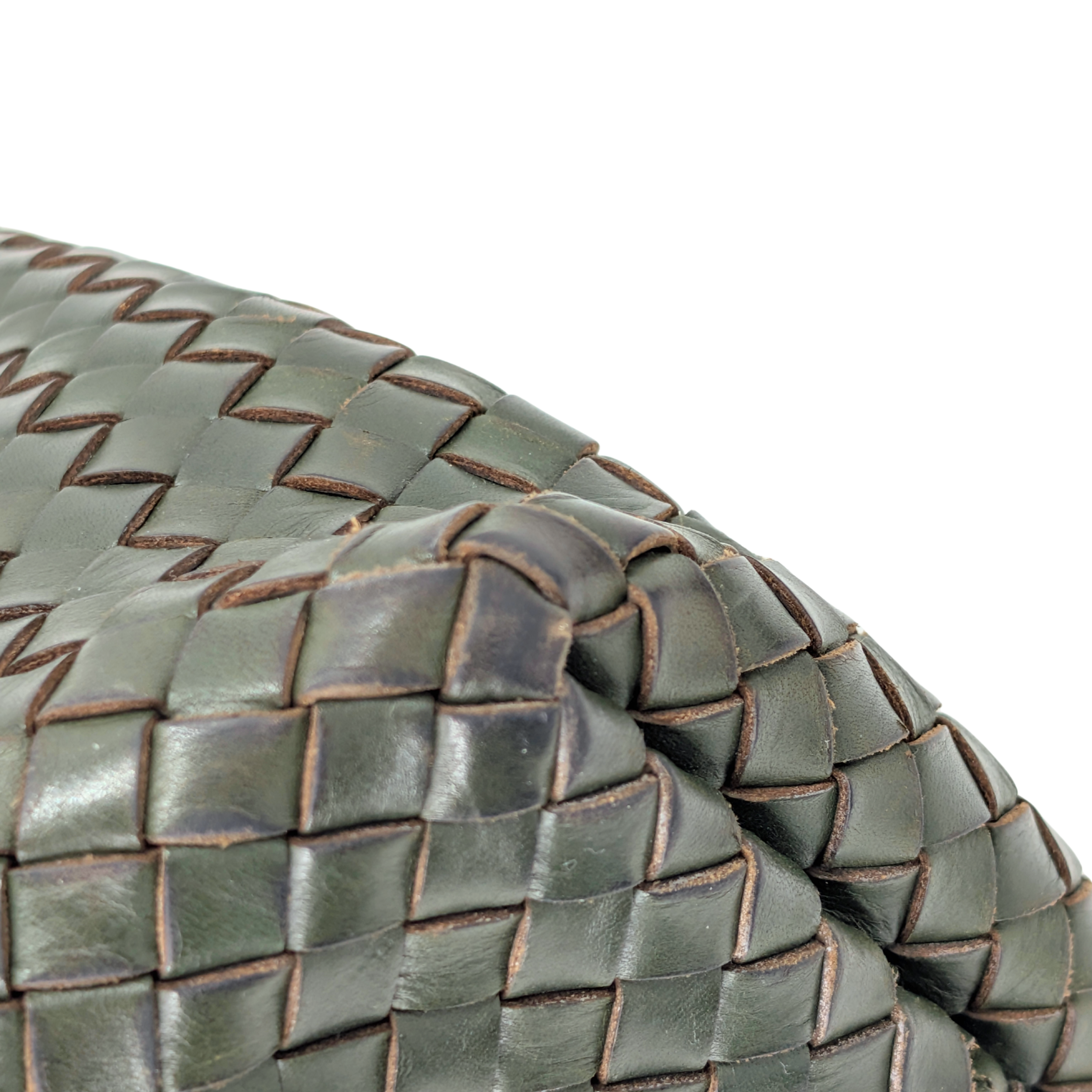 Bottega Veneta Intrecciato Leather Large Cabat Tote Bag Dark Olive Green