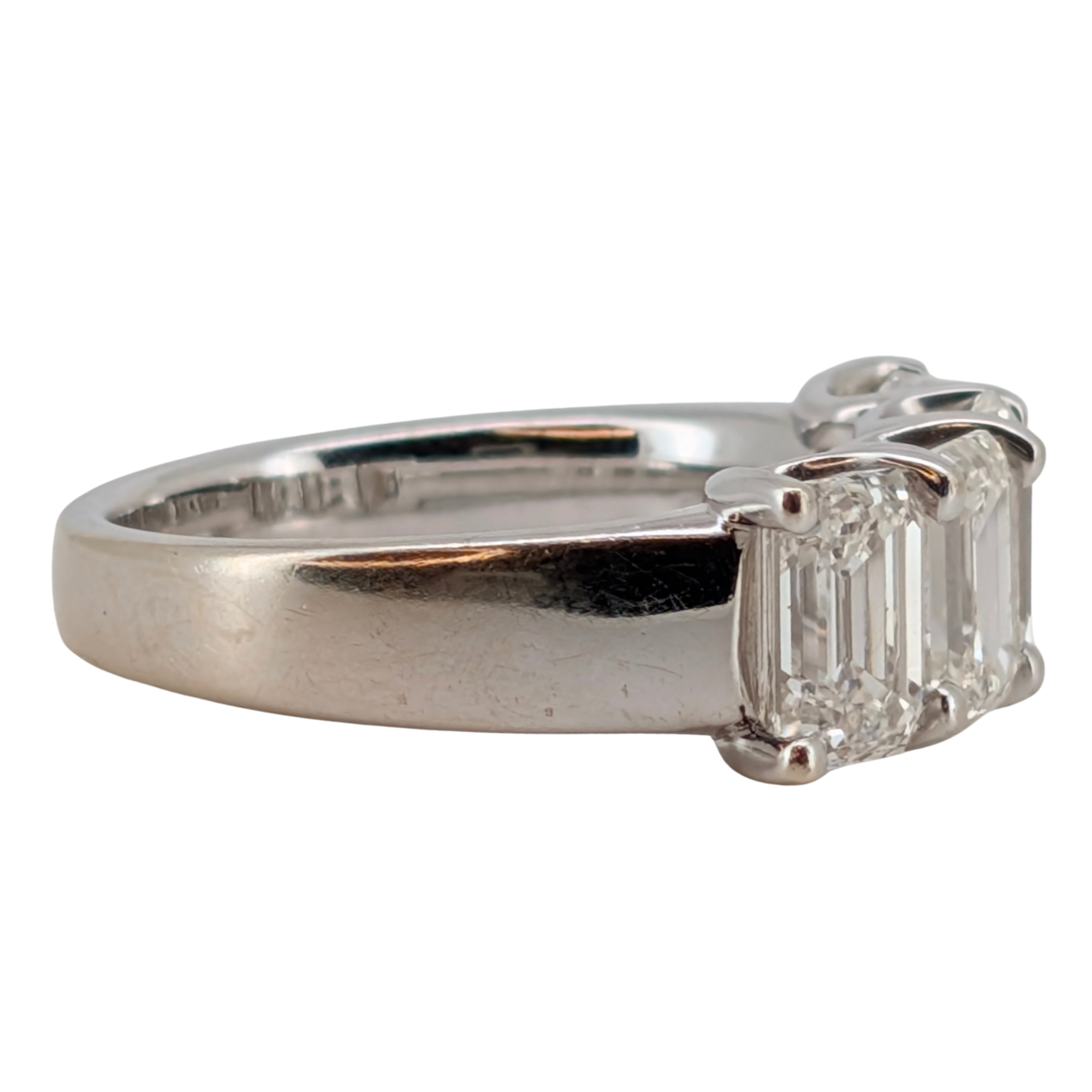 4.00Ct Natural Diamond Emerald Cut Ring In 18K White Gold