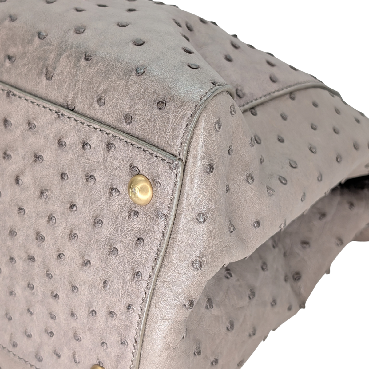 Fendi Peekaboo Large Ostrich Bag Taupe Grey