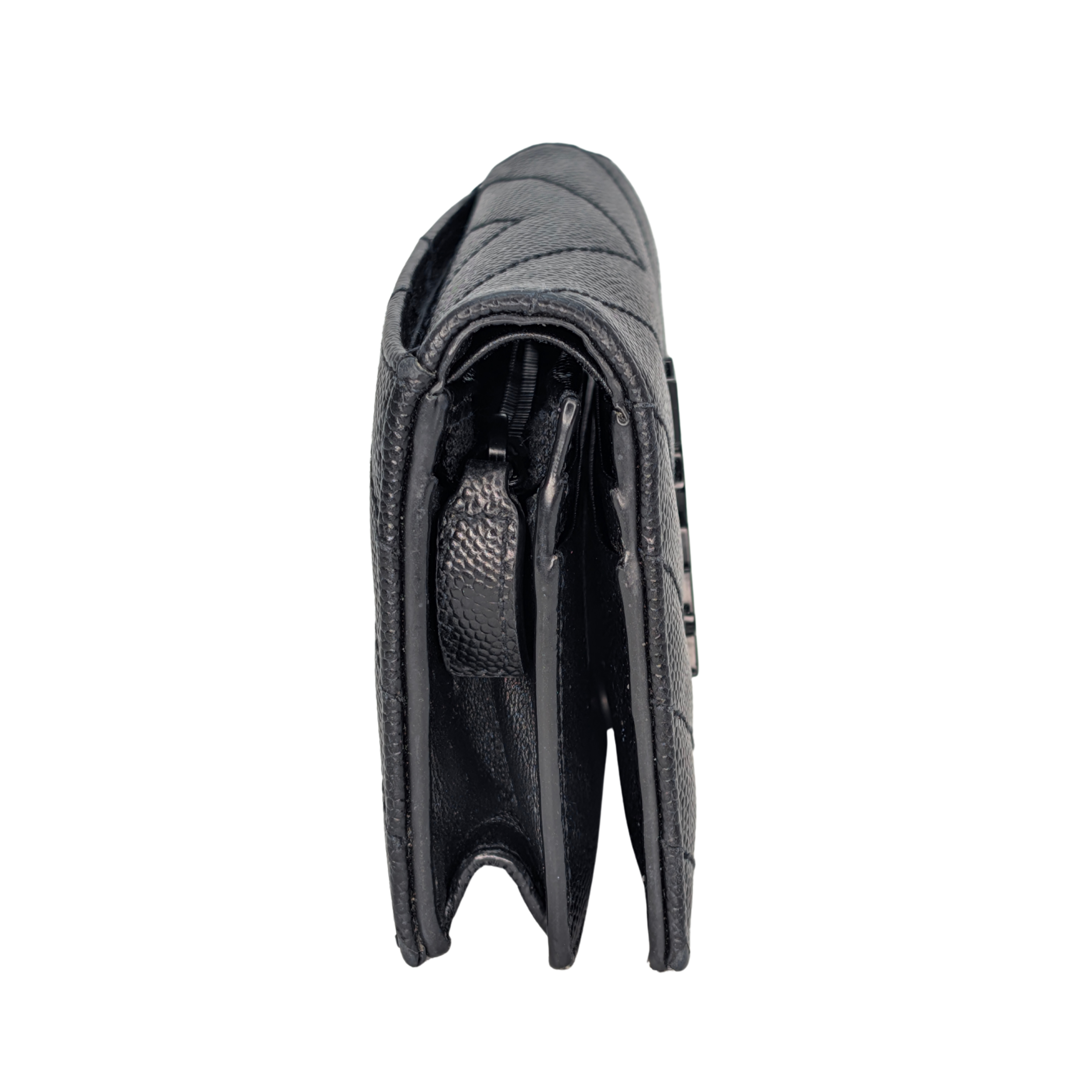 Saint Laurent Cassandre Metalasse Wallet Black