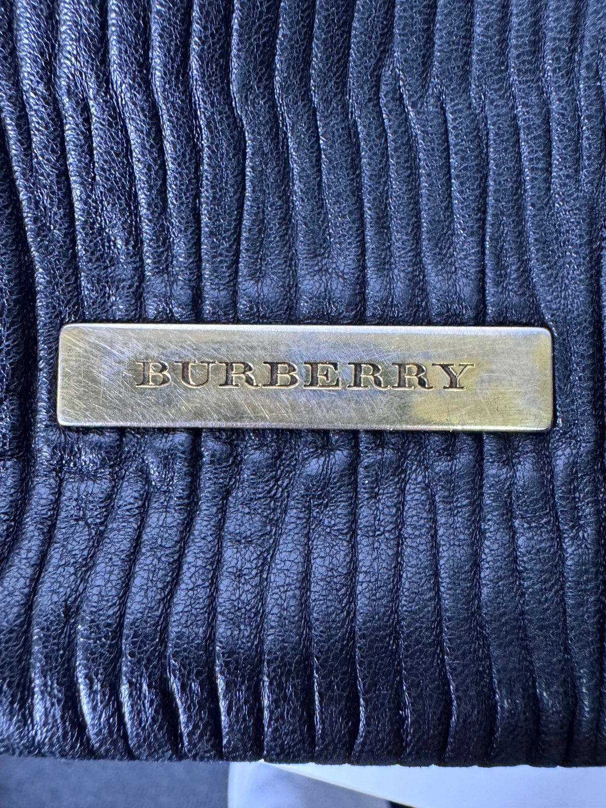 Burberry Black Studded Plissé Lambskin Leather Tote Bag - Lost Designer