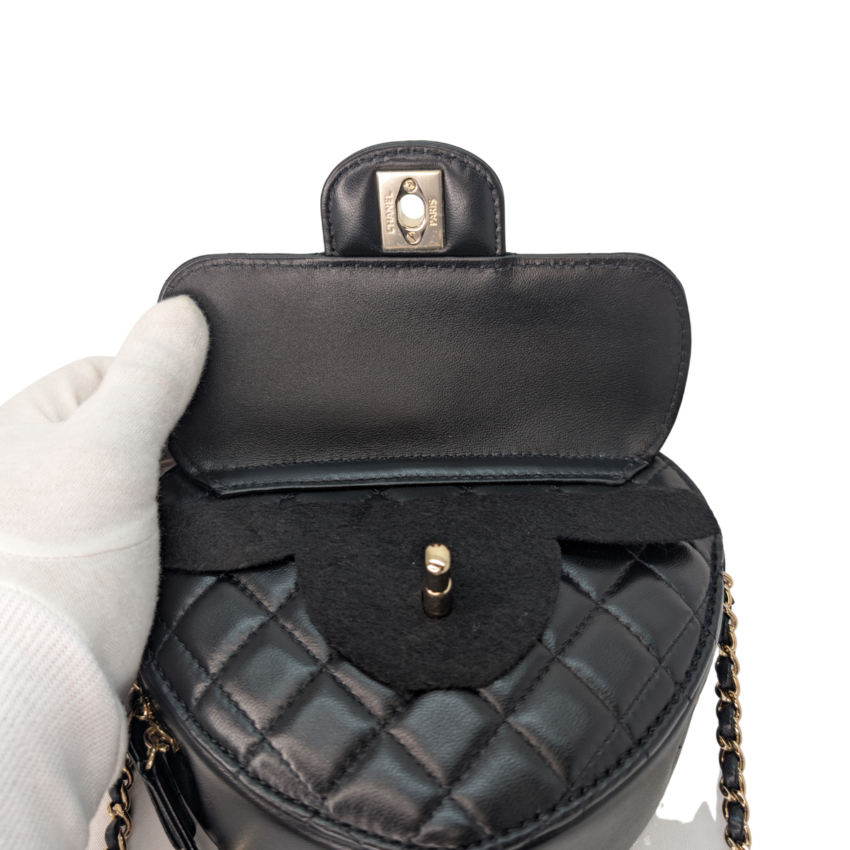 Chanel Quilted CC In Love Heart Bag Black