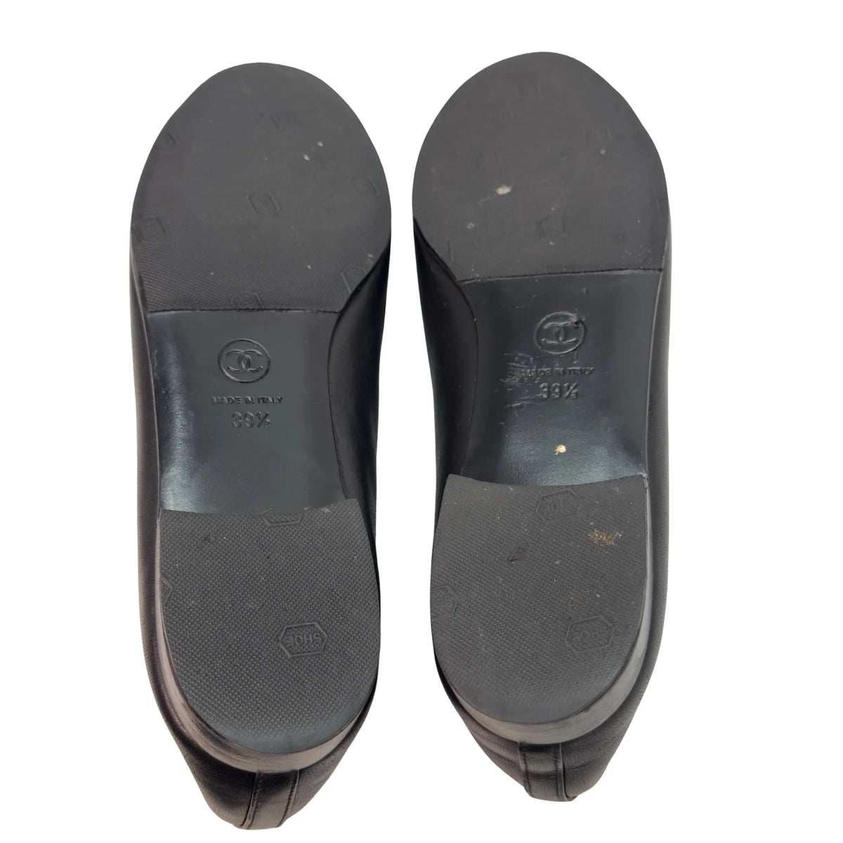 Chanel Patent Leather Cap Toe Ballerina Flats Black 39.5 - Lost Designer