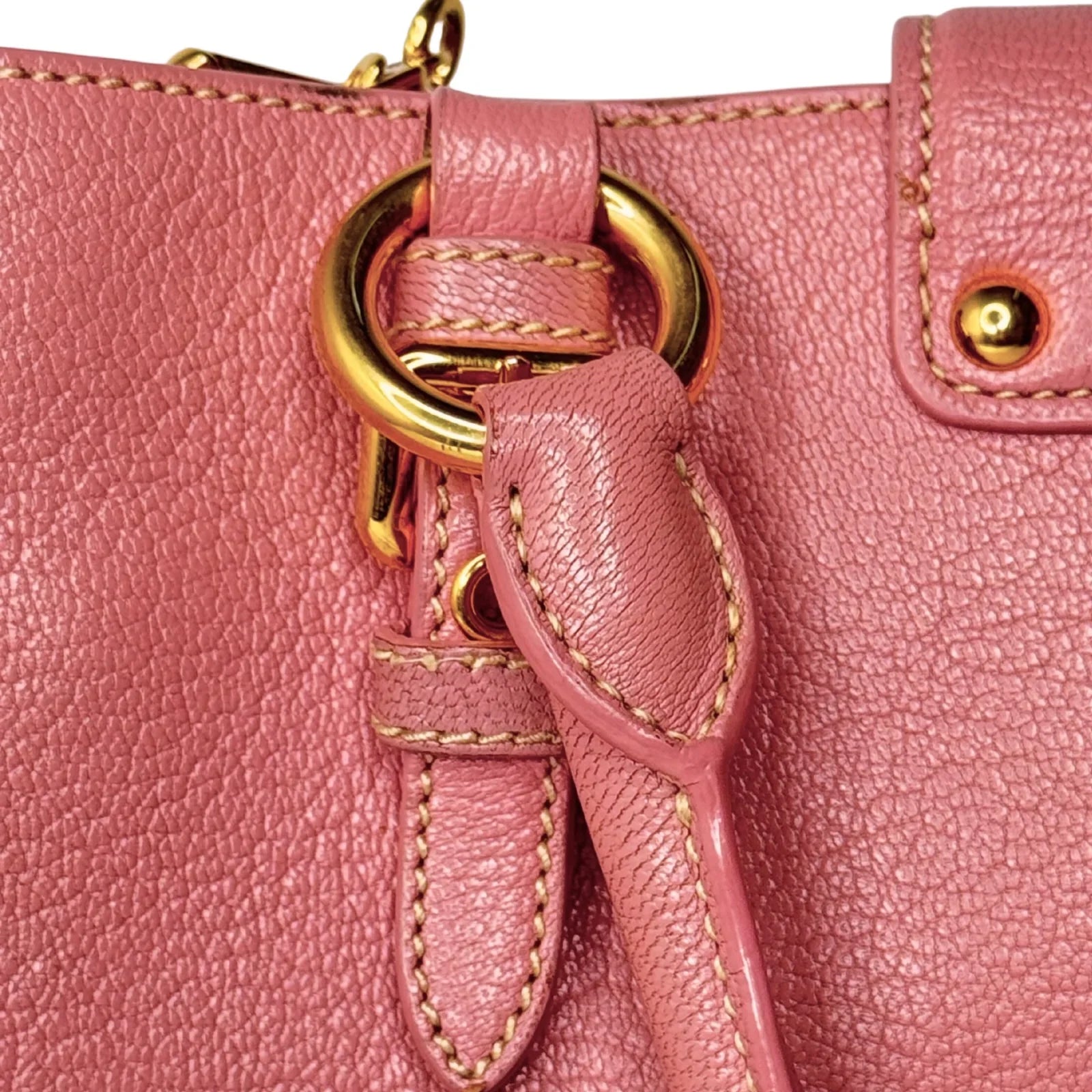Miu Miu Goatskin Madras Shopping Crossbody Tote Bag Pink - Lost Designer