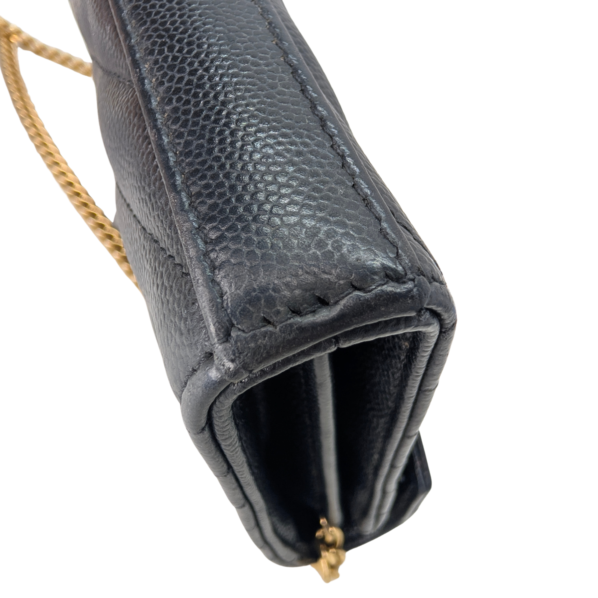 Saint Laurent Cassandre Envelope Chain Wallet Black