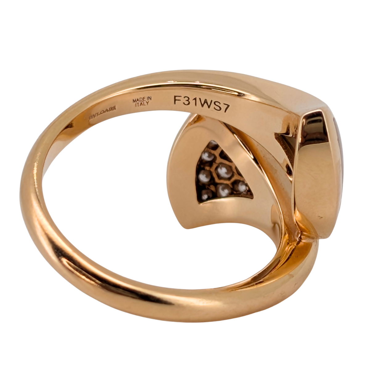 Bvlgari Divas’ Dream Large Model Ring 18K Rose Gold with Diamonds & Mother of Pearl