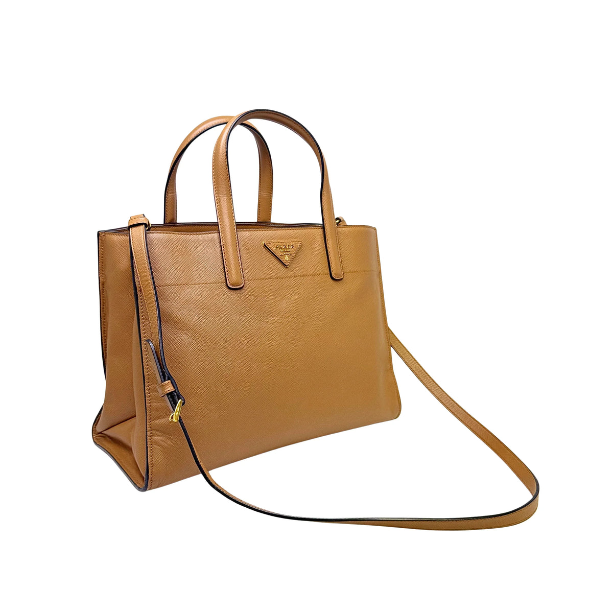 Prada Saffiano Handbag Leather Brown - Lost Designer