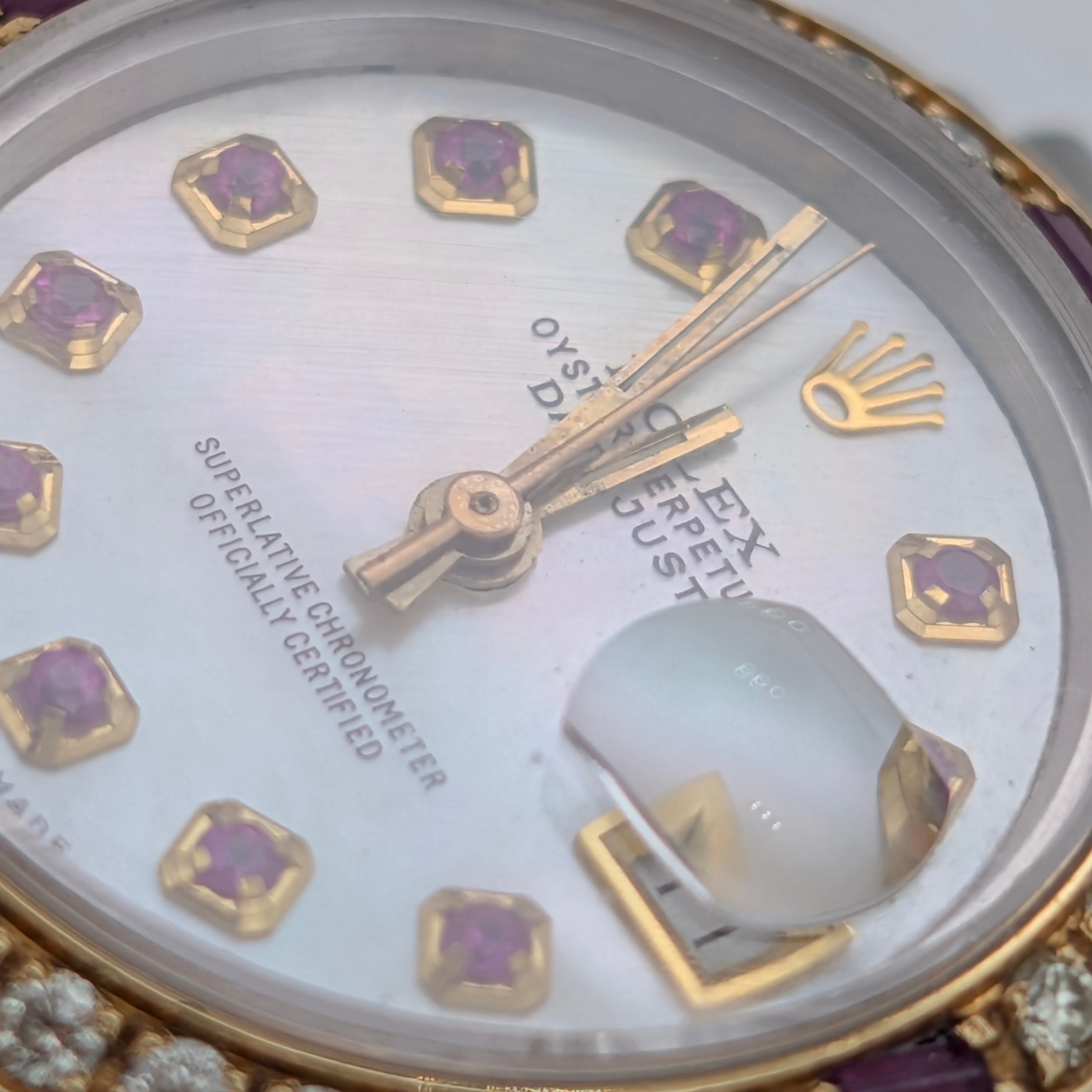 Rolex Datejust 6917 Ladies 26mm Two Tone 18k Aftermarket Diamond & Ruby