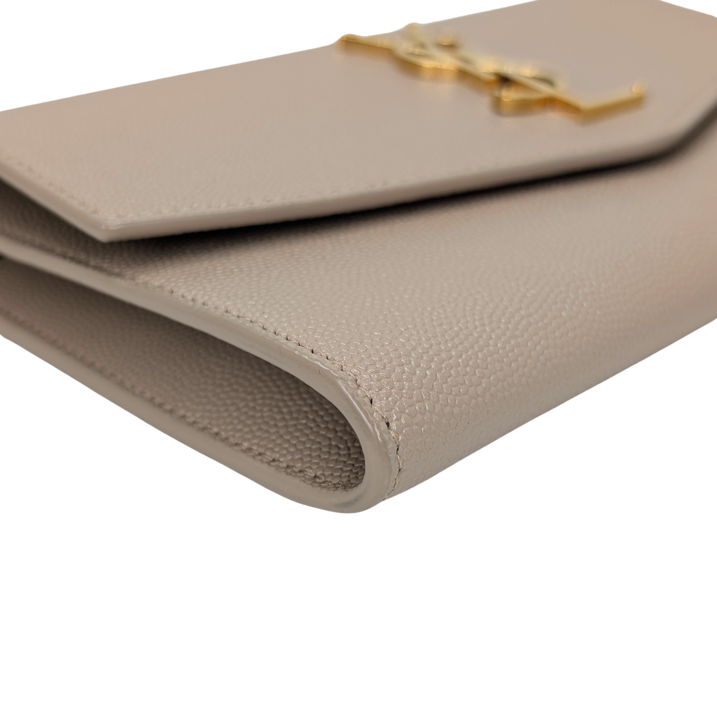Saint Laurent Uptown Wallet on Chain Dark Beige