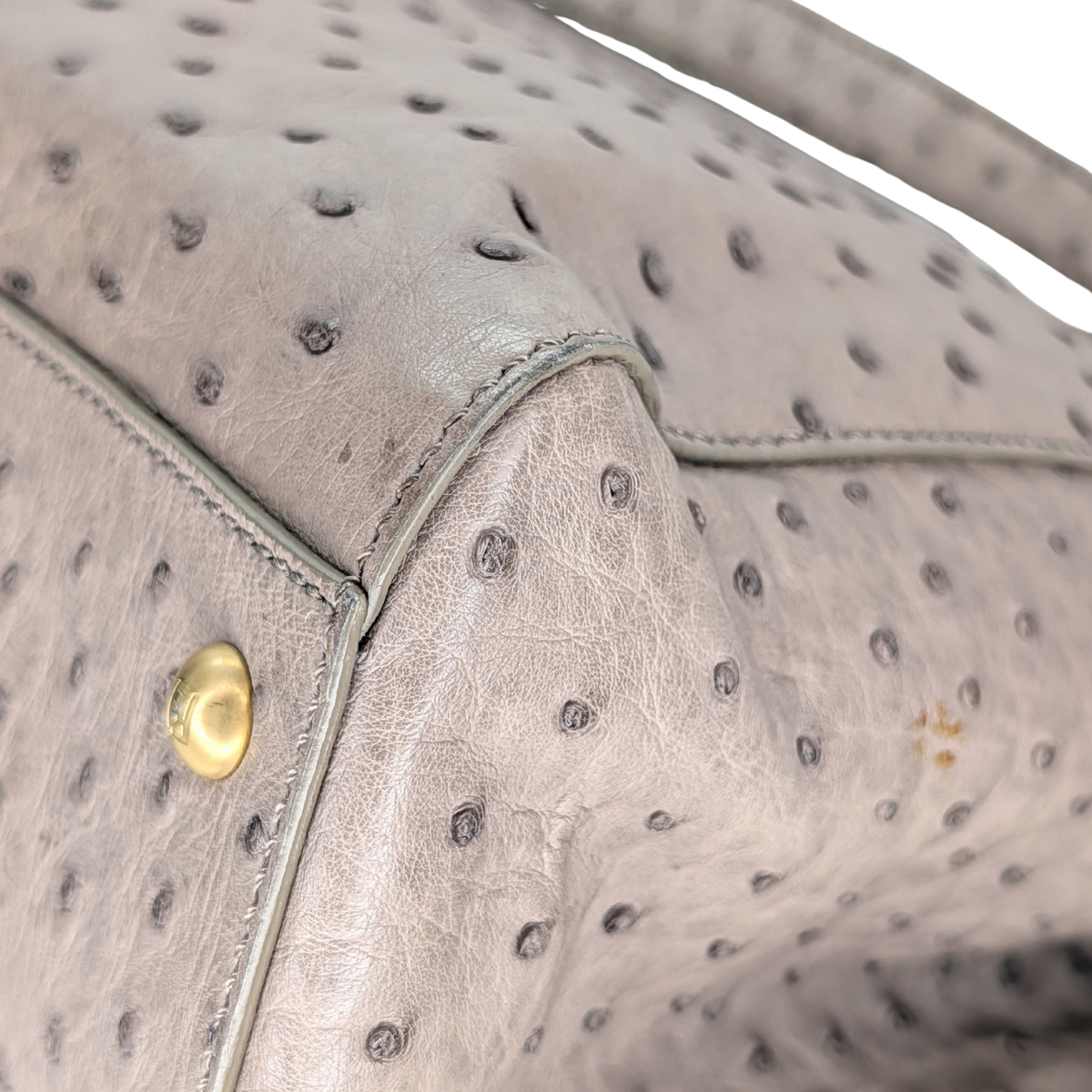 Fendi Peekaboo Large Ostrich Bag Taupe Grey