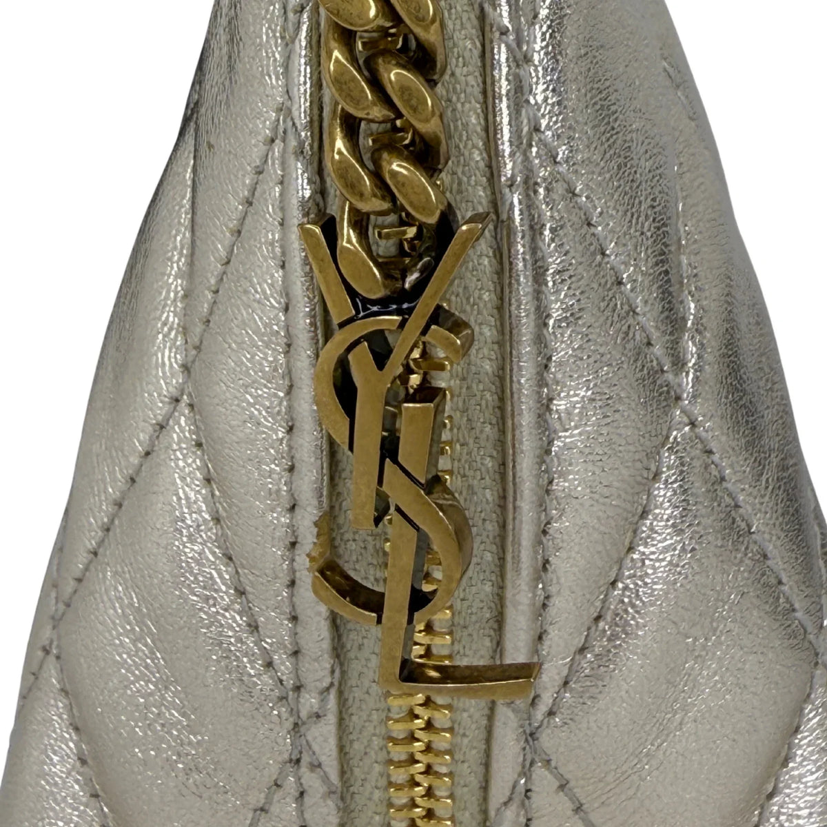 Saint Laurent Metallic Calfskin Berlingo Bag Charm Platino - Lost Designer