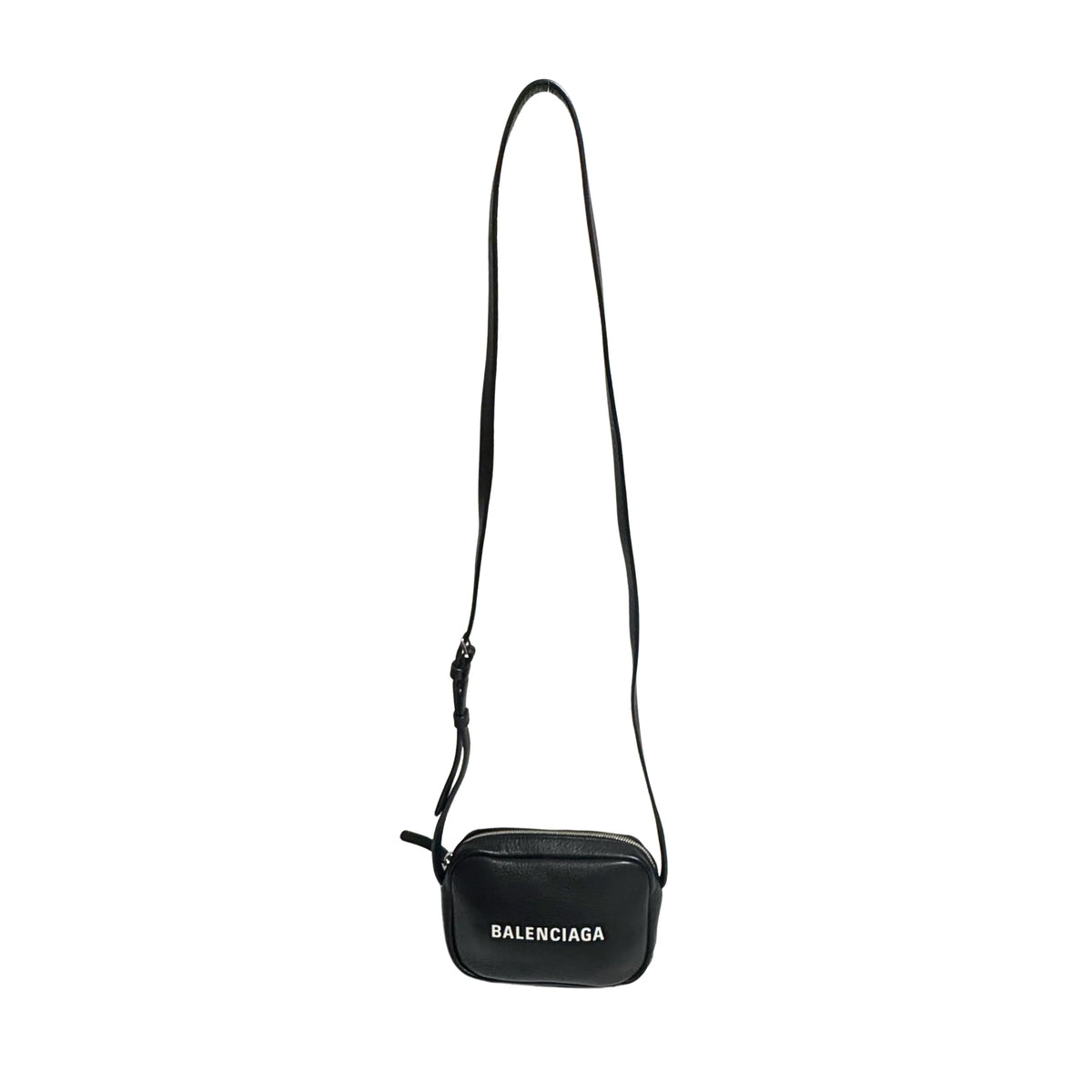 BALENCIAGA Calfskin Logo Everyday Camera Bag /Black - Lost Designer