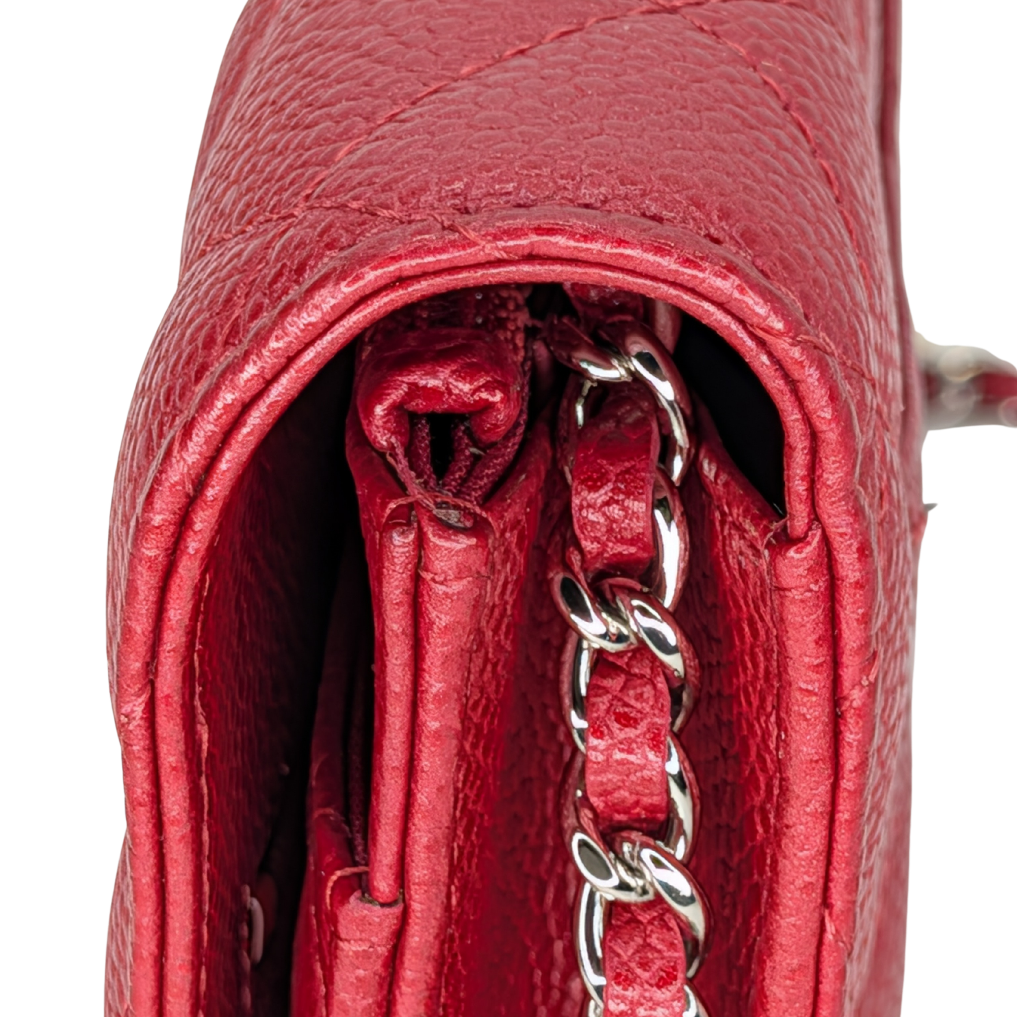 Chanel Caviar Wallet On Chain Red