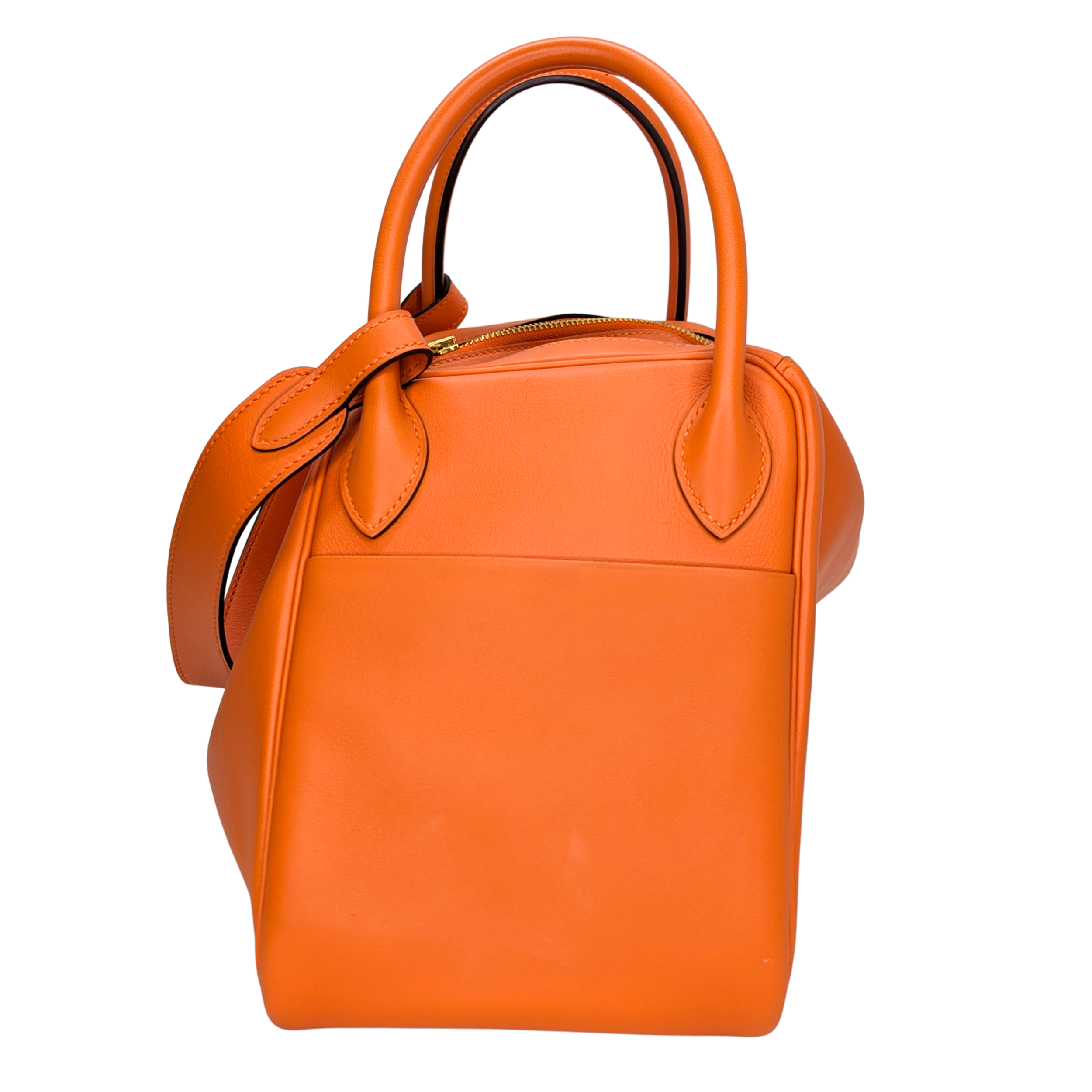 Hermes Lindy 30 جلد سويفت برتقالي أجهزة ذهبية X ختم