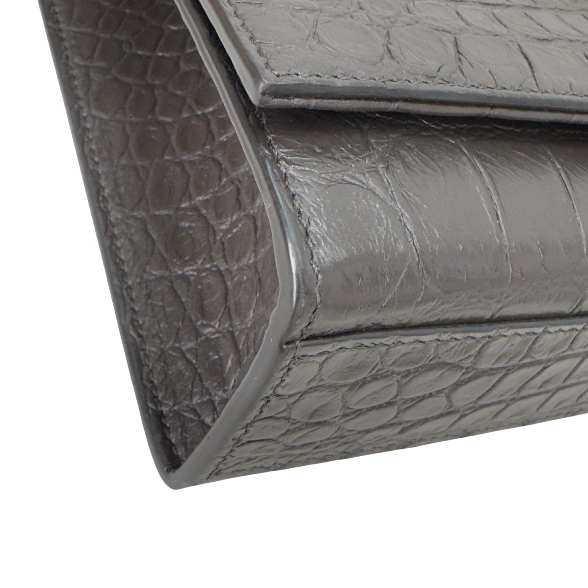 Saint Laurent Medium Croc Embossed Kate Tassel Bag