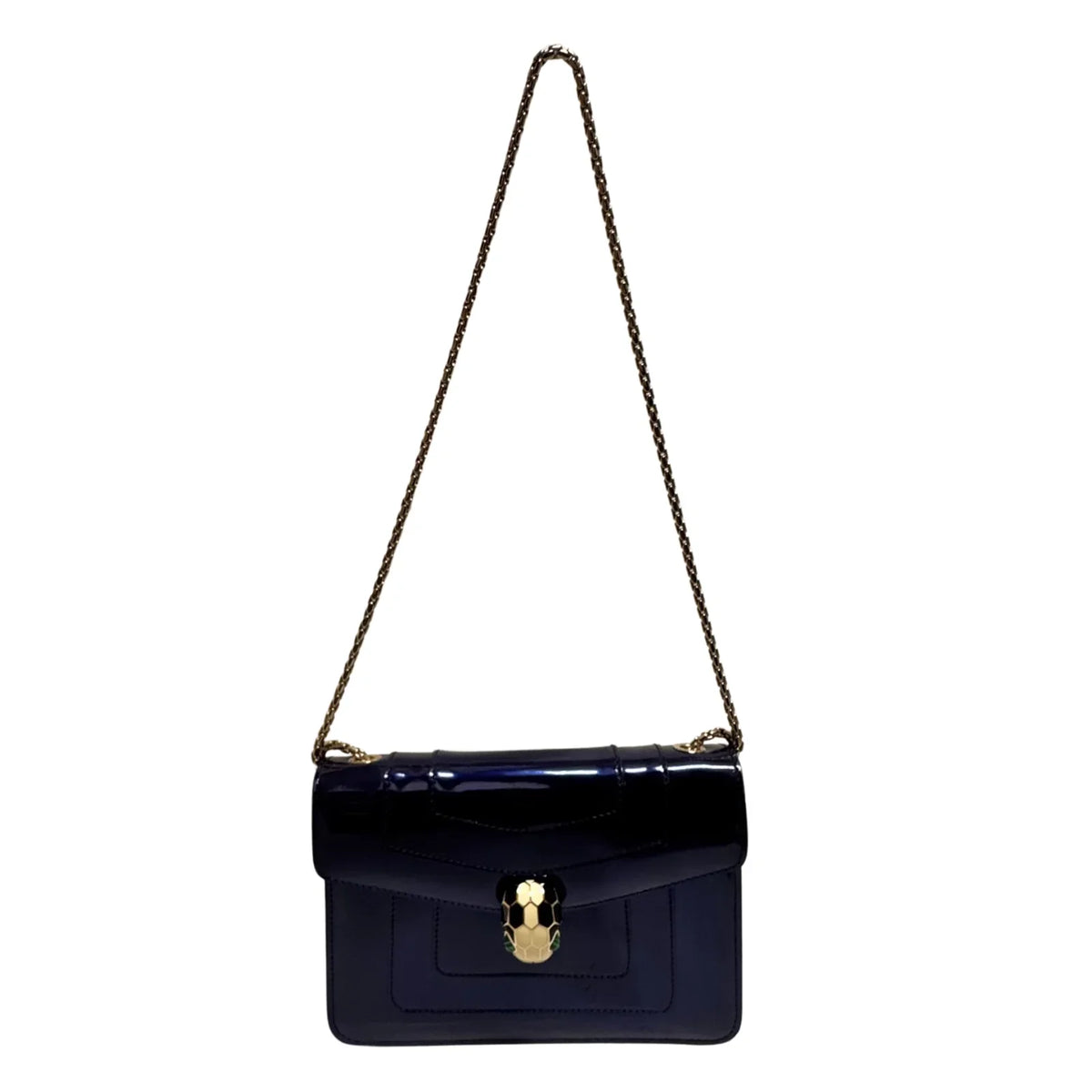 Bvlgari Serpenti patent leather handbag Blue - Lost Designer