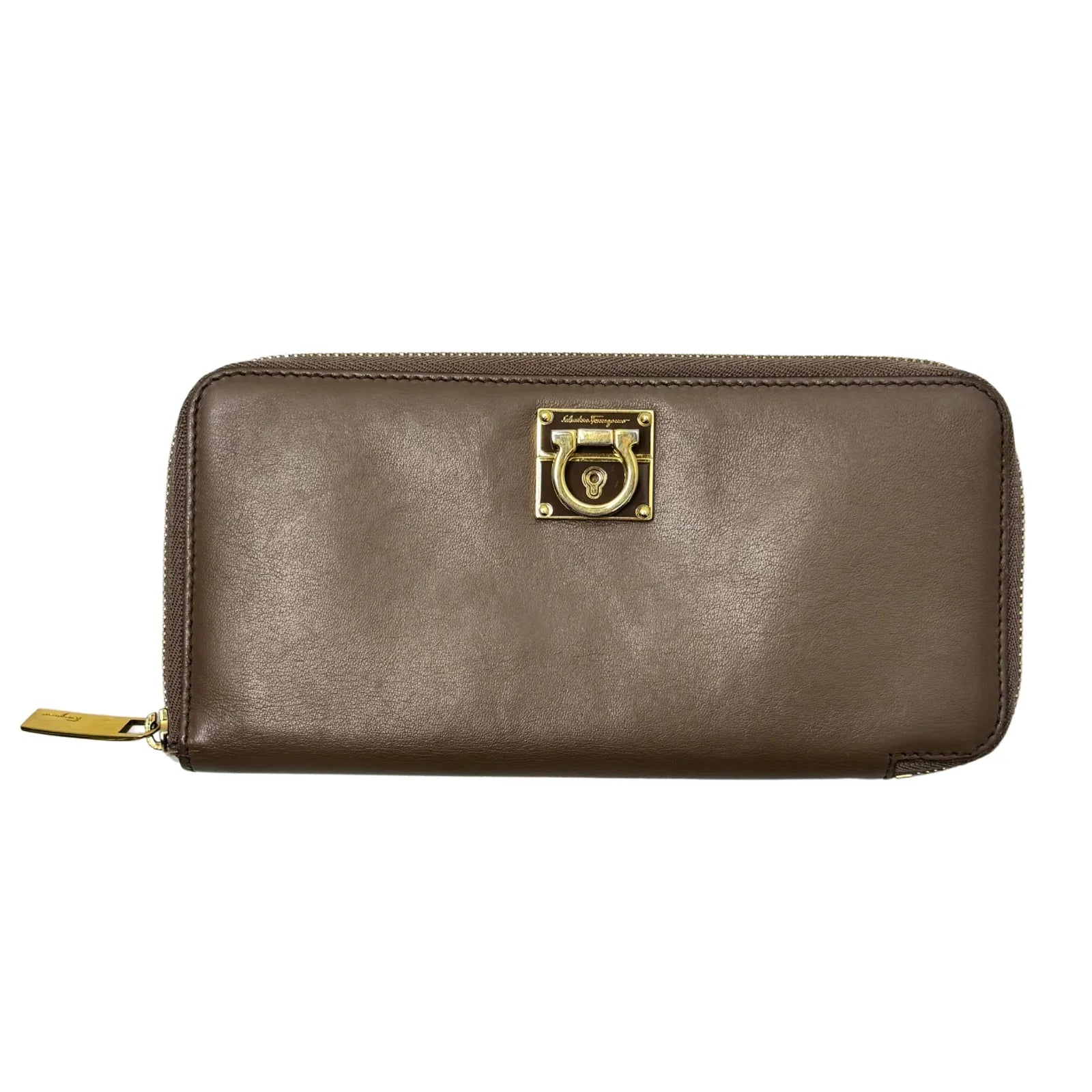 Salvatore Ferragamo Dark Brown Leather Long Wallet - Lost Designer