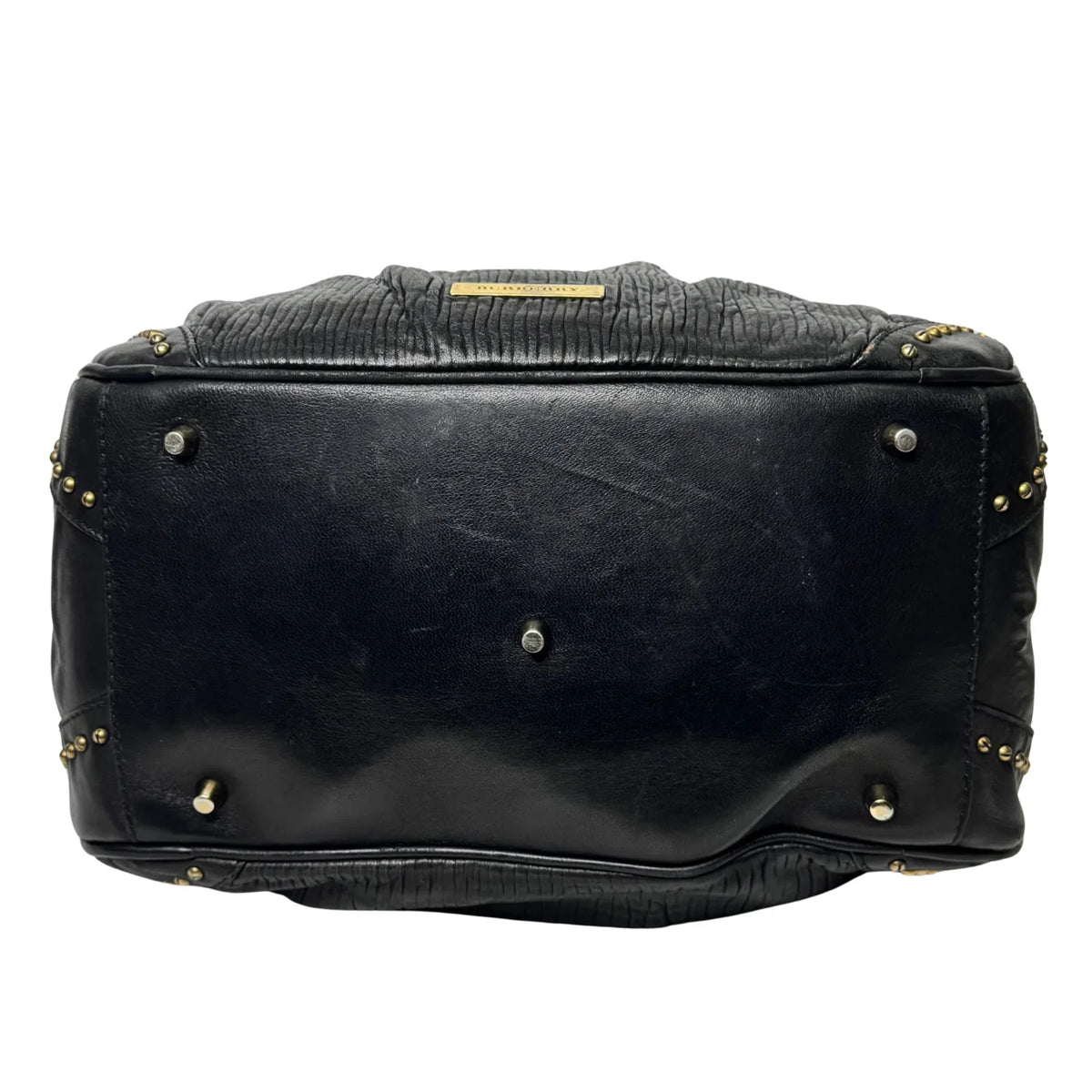 Burberry Black Studded Plissé Lambskin Leather Tote Bag - Lost Designer