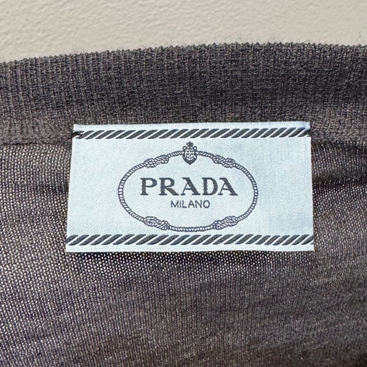 Prada Virgin Wool Relaxed Knit Sweater Grey - Lost Designer