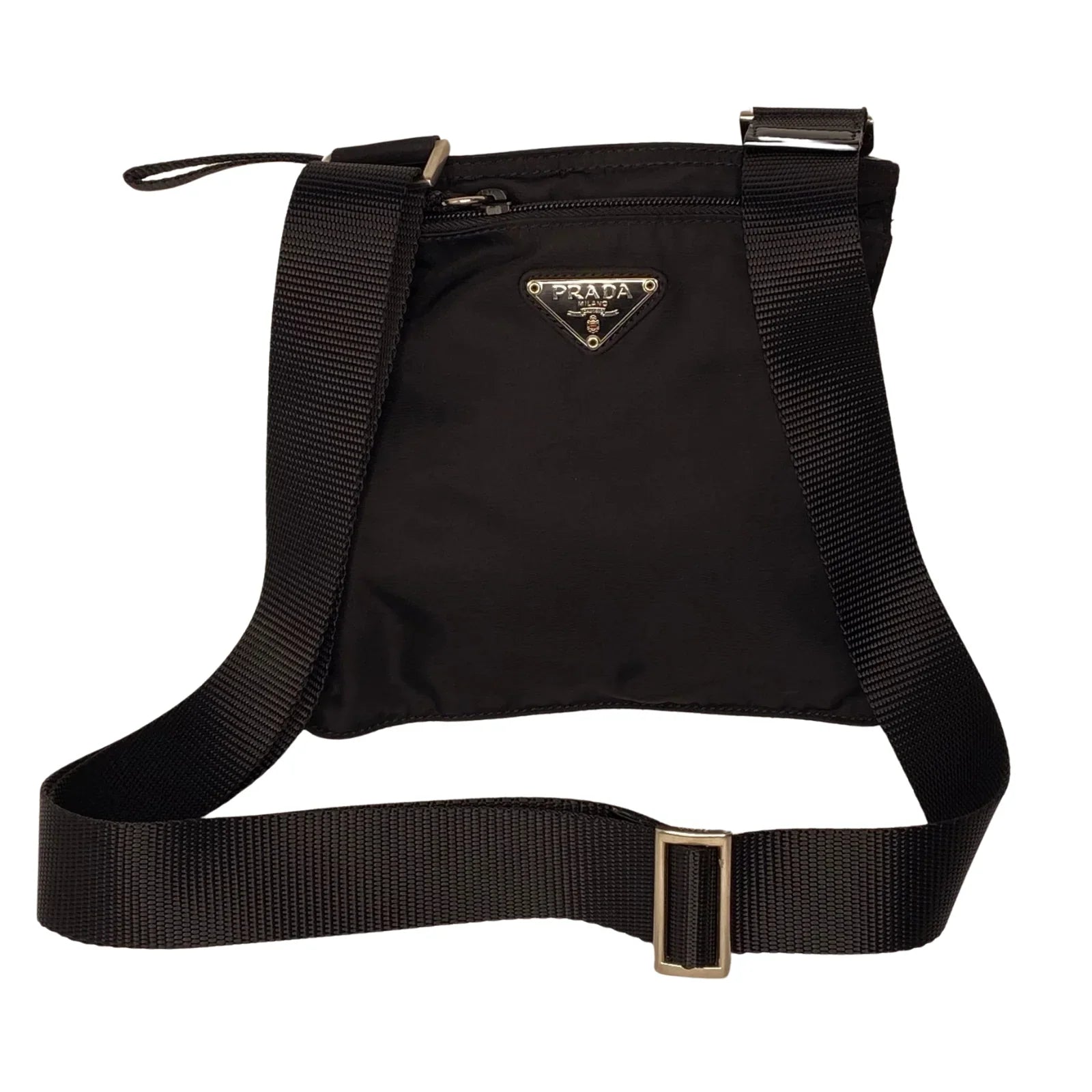 Prada Black Nylon Crossbody Messenger Black Bag - Lost Designer