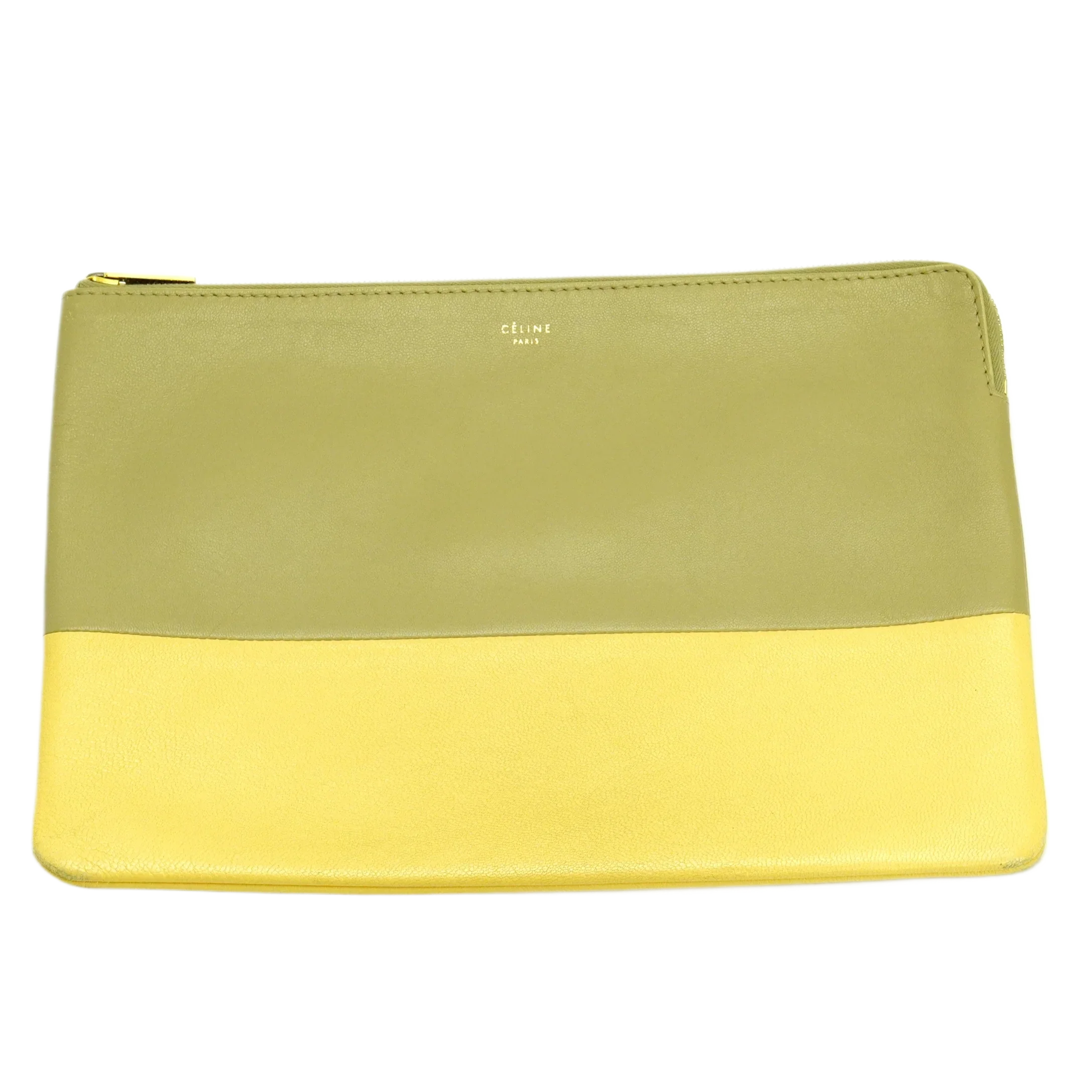 Celine Lambskin Yellow/Grey Clutch Pouch - Lost Designer
