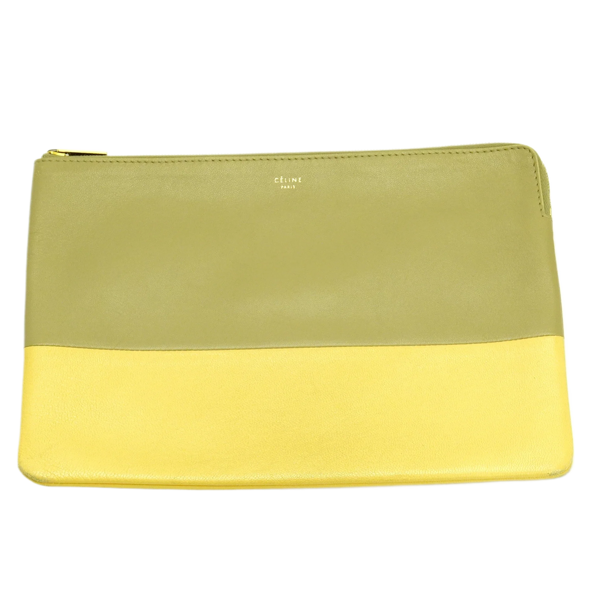 Celine Lambskin Yellow/Grey Clutch Pouch - Lost Designer